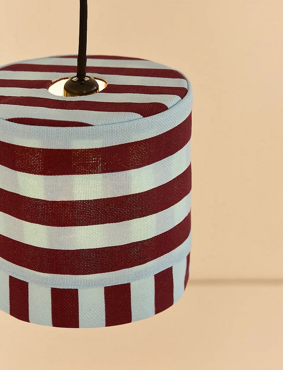 NOBODINOZ - Pendant lampshade diam. 20cm Linda - abażury do lamp - burgundy blue stripes - 3