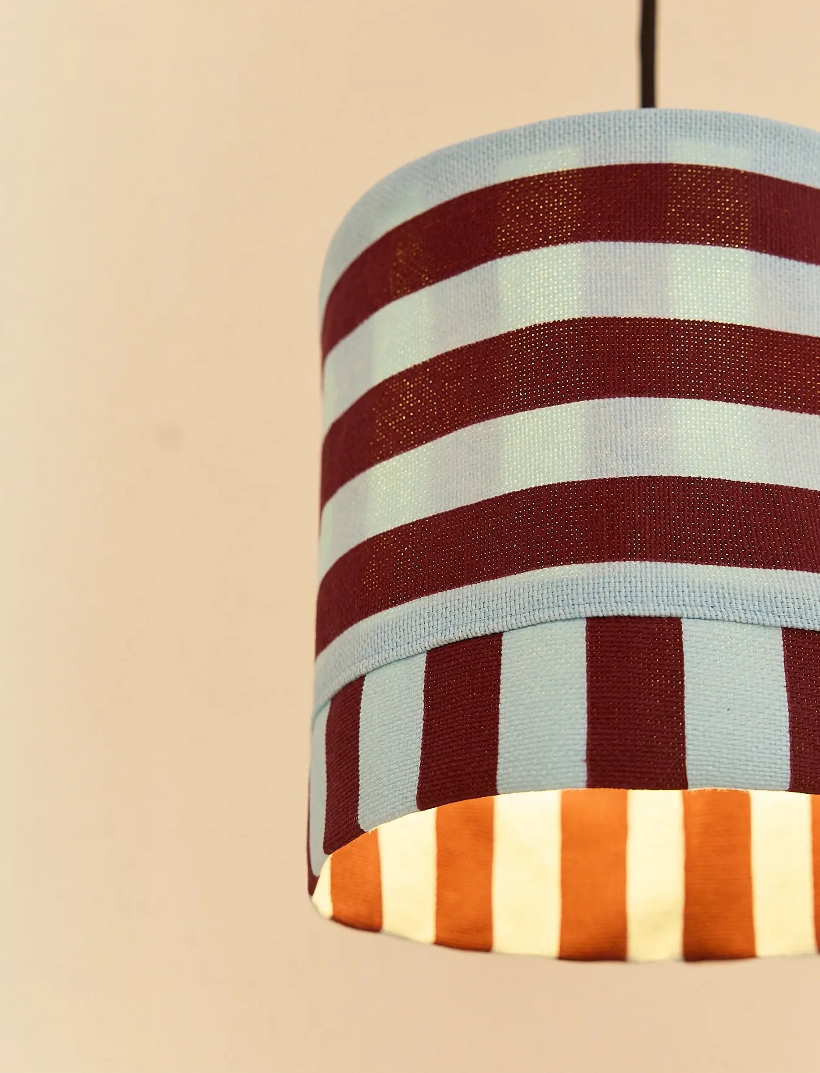 NOBODINOZ - Pendant lampshade diam. 20cm Linda - abażury do lamp - burgundy blue stripes - 4