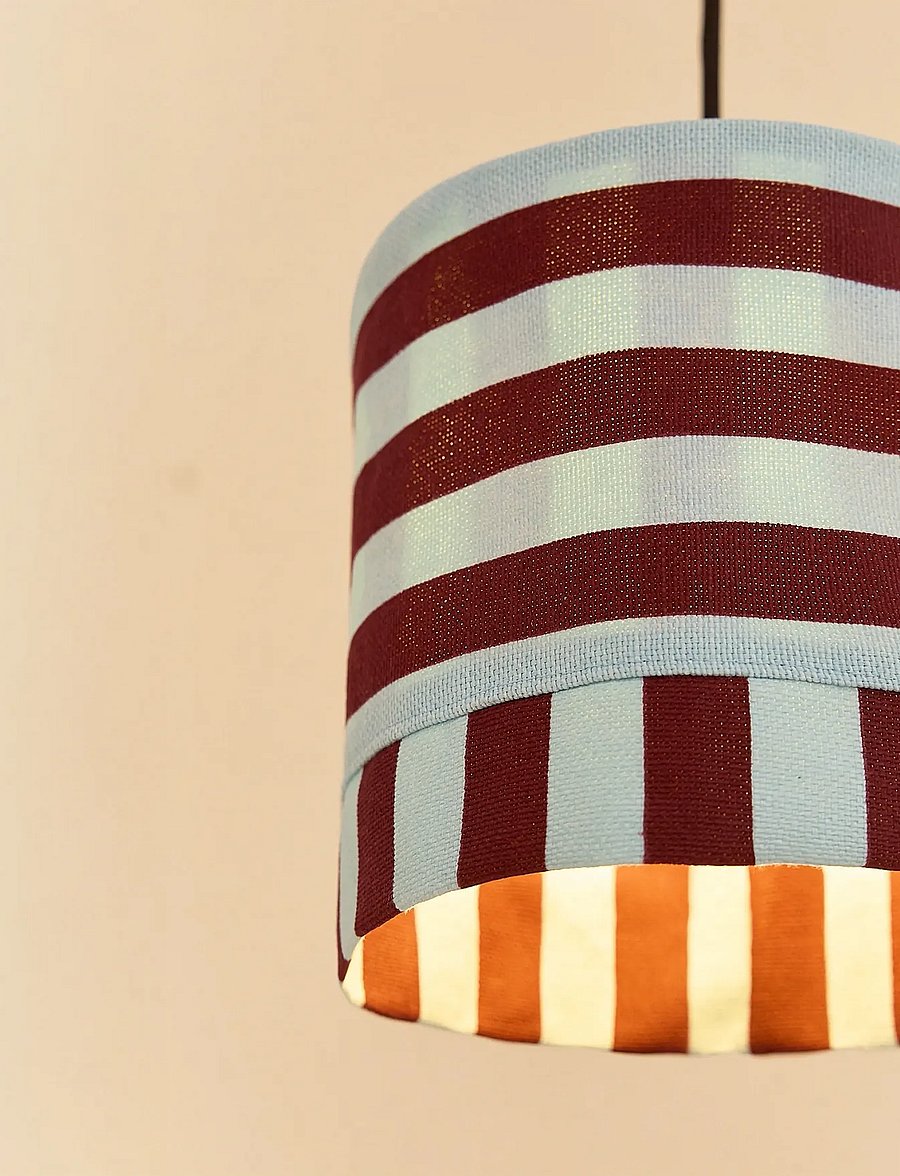 NOBODINOZ - Pendant lampshade diam. 20cm Linda - abażury do lamp - burgundy blue stripes - 4