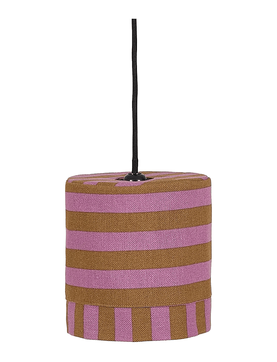 NOBODINOZ - Pendant lampshade diam. 20cm Linda - lampeskærme - pink curry stripes - 1