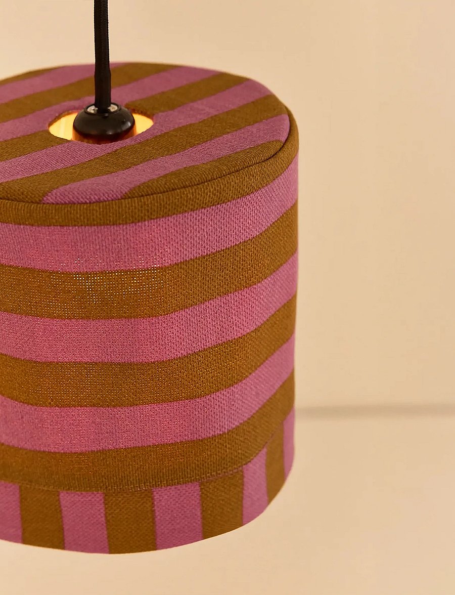 NOBODINOZ - Pendant lampshade diam. 20cm Linda - lampeskærme - pink curry stripes - 5