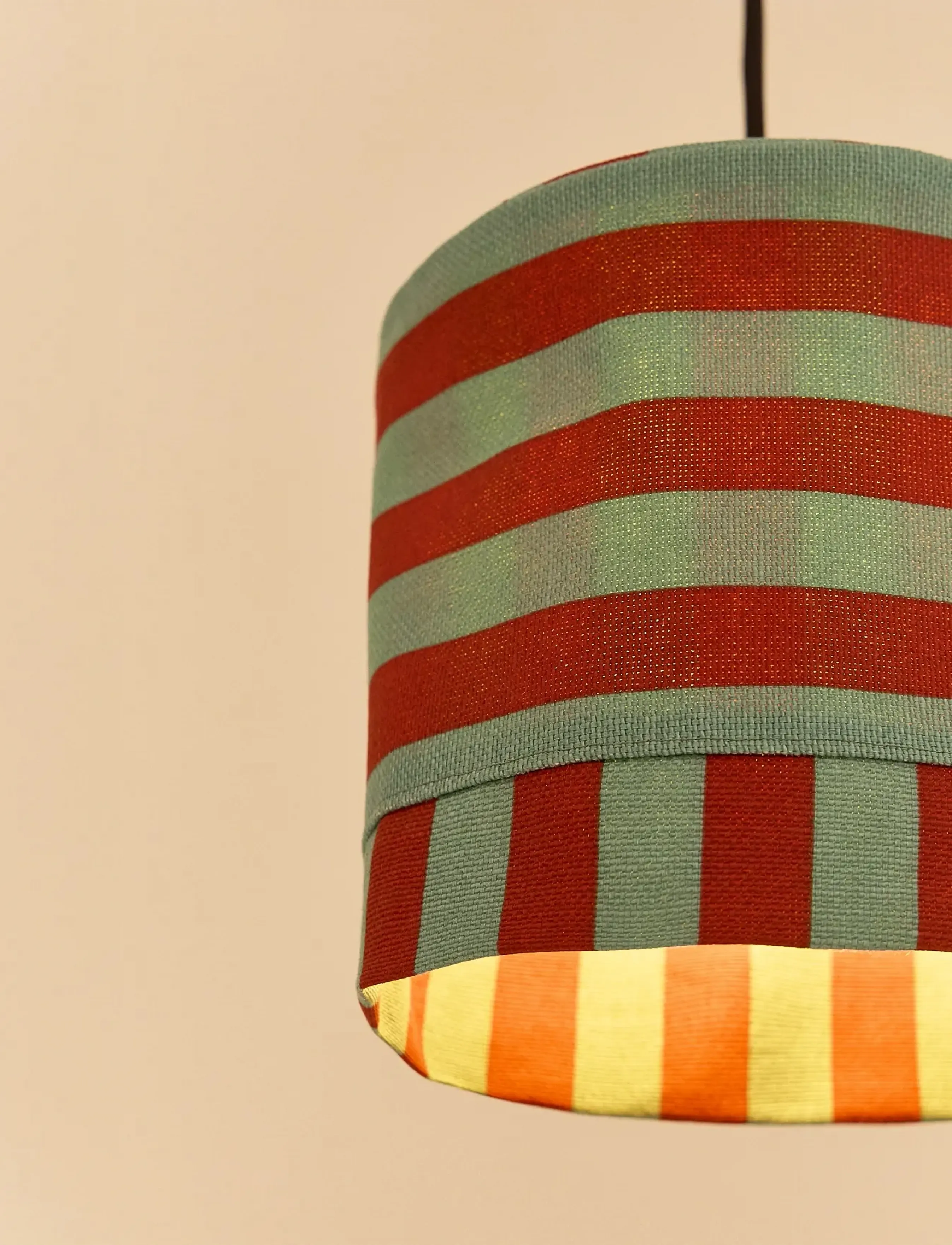 NOBODINOZ - Pendant lampshade diam. 20cm Linda - lamp shades - red teal green stripes - 4