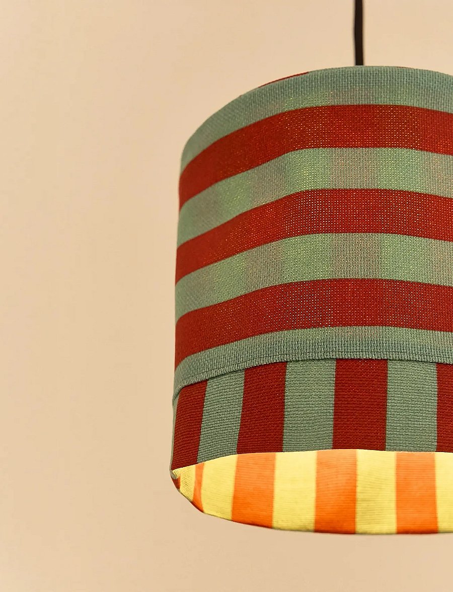 NOBODINOZ - Pendant lampshade diam. 20cm Linda - lampenschirme - red teal green stripes - 4