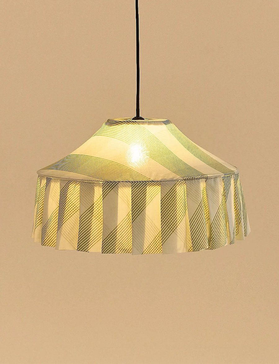 NOBODINOZ - Pendant lampshade diam. 50cm Nicole - pendler - green diagonal stripes - 0