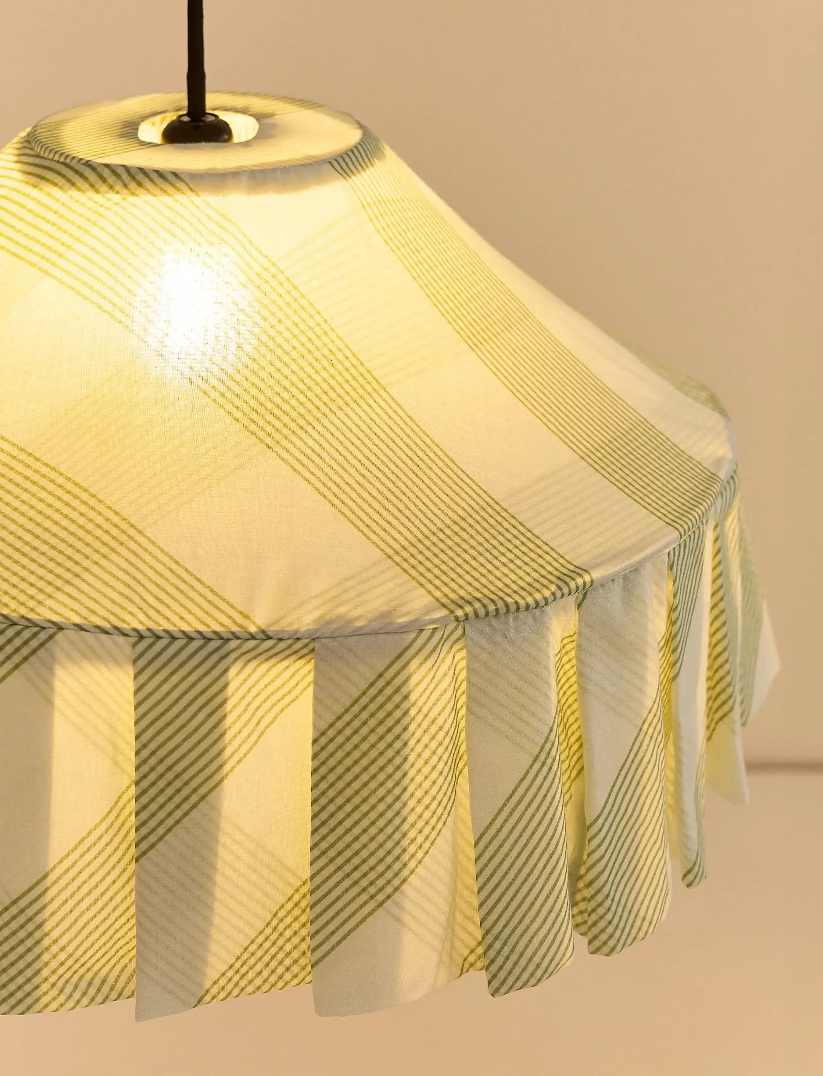 NOBODINOZ - Pendant lampshade diam. 50cm Nicole - pendler - green diagonal stripes - 5