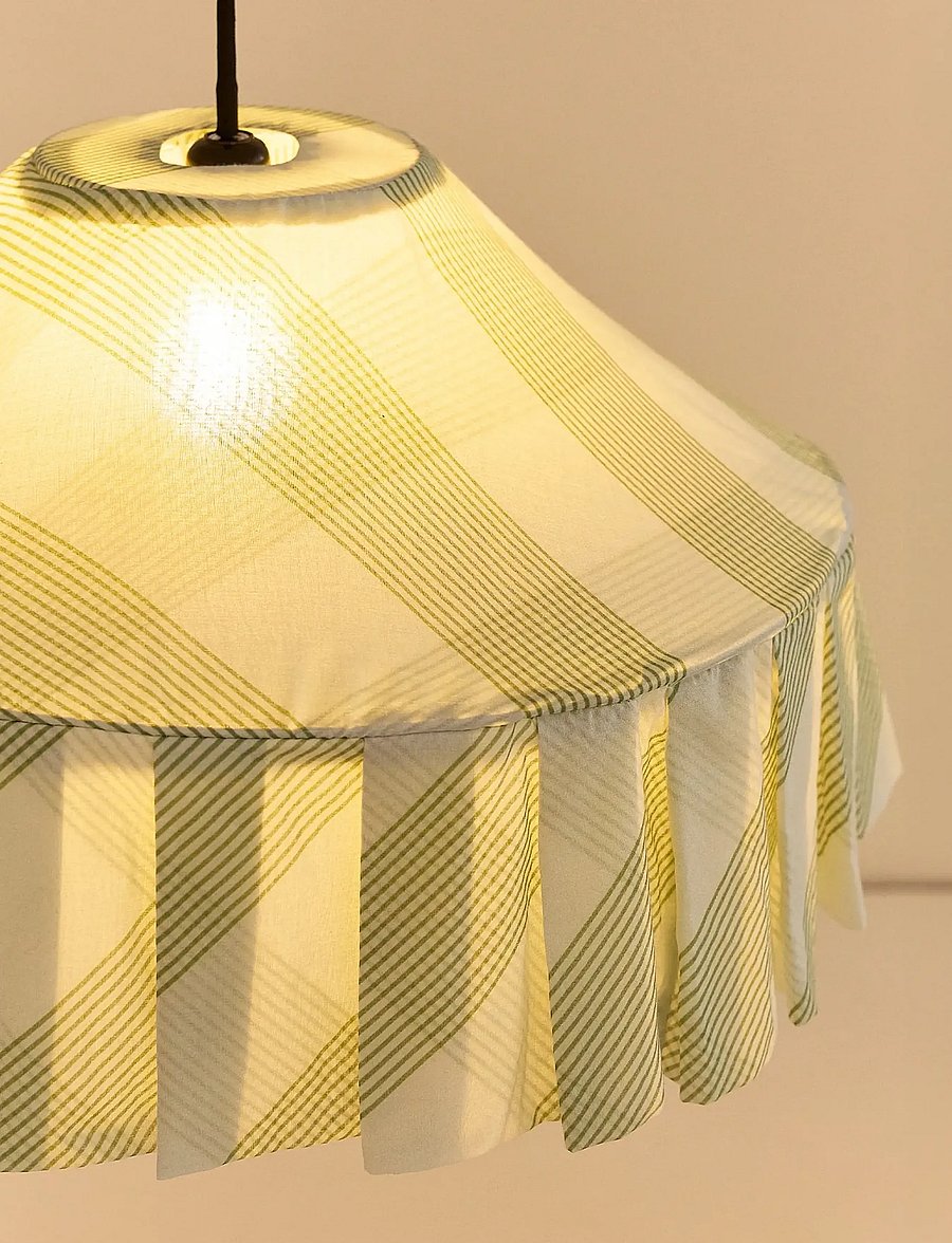 NOBODINOZ - Pendant lampshade diam. 50cm Nicole - pendler - green diagonal stripes - 5