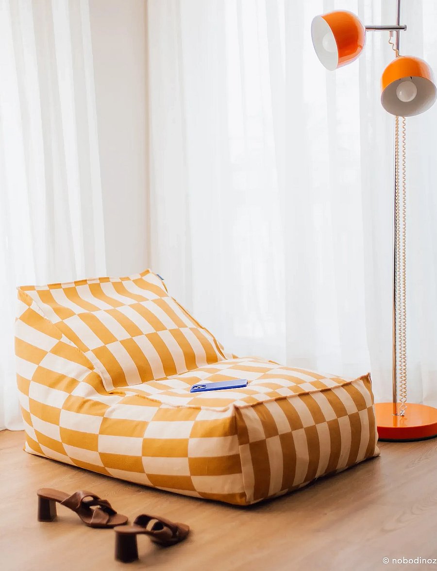 NOBODINOZ - Long beanbag - adult size - Vibes - mustard and sand tiles - 0