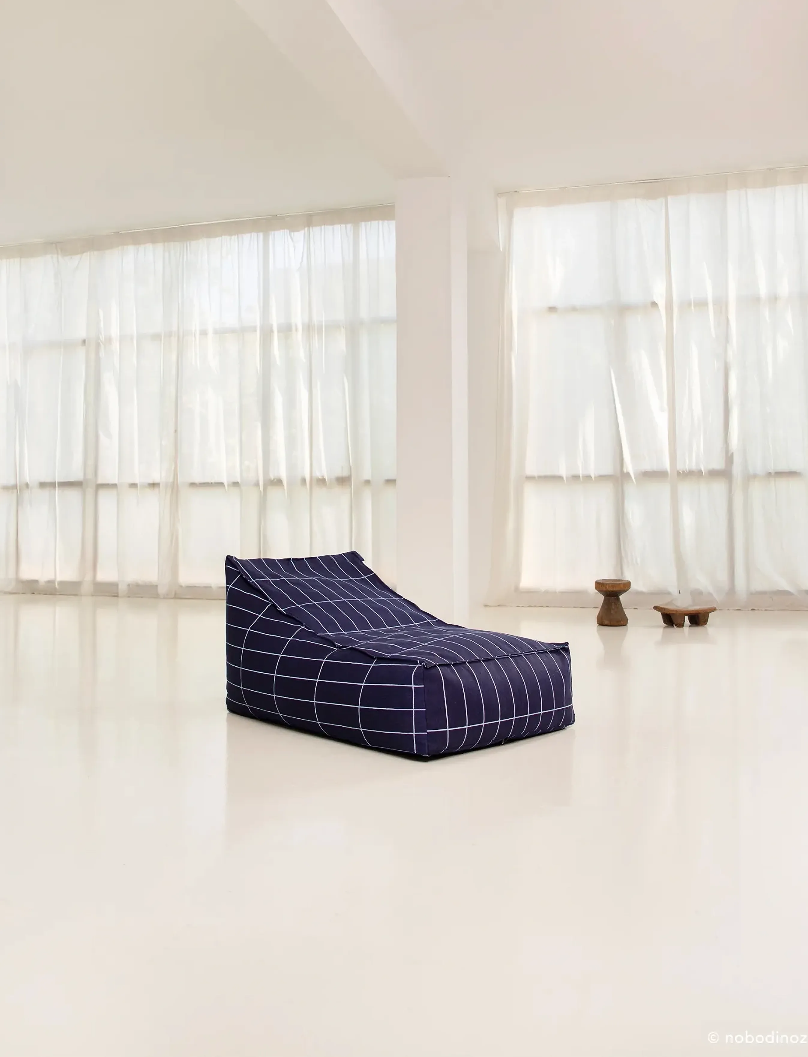 NOBODINOZ Long Beanbag - Adult Size - Vibes, One Size, Navy, Møbler > Stole Og Skamler, Børn