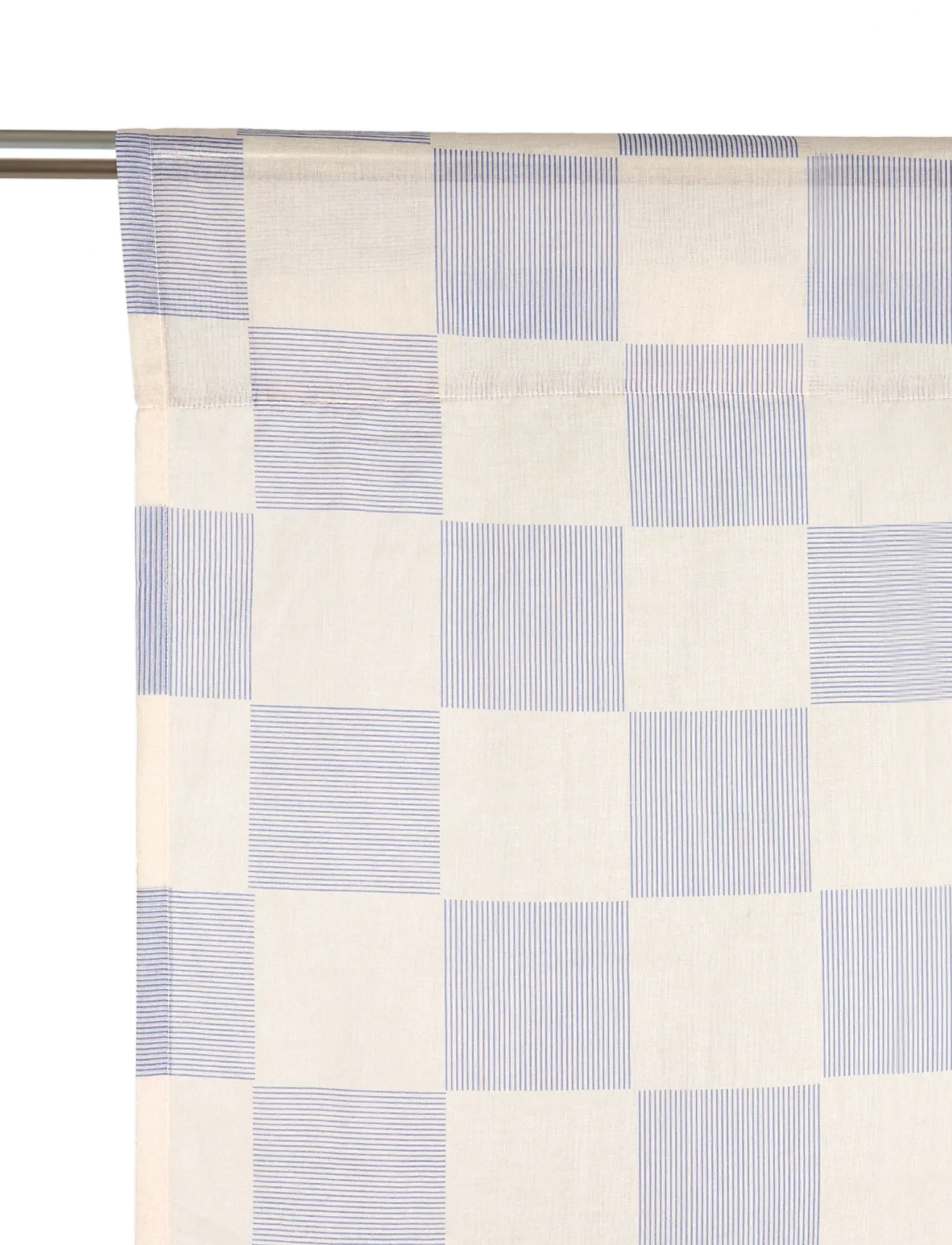 NOBODINOZ - Sheer coton voile curtain Wendy - gardinlængde - blue ink checks - 3