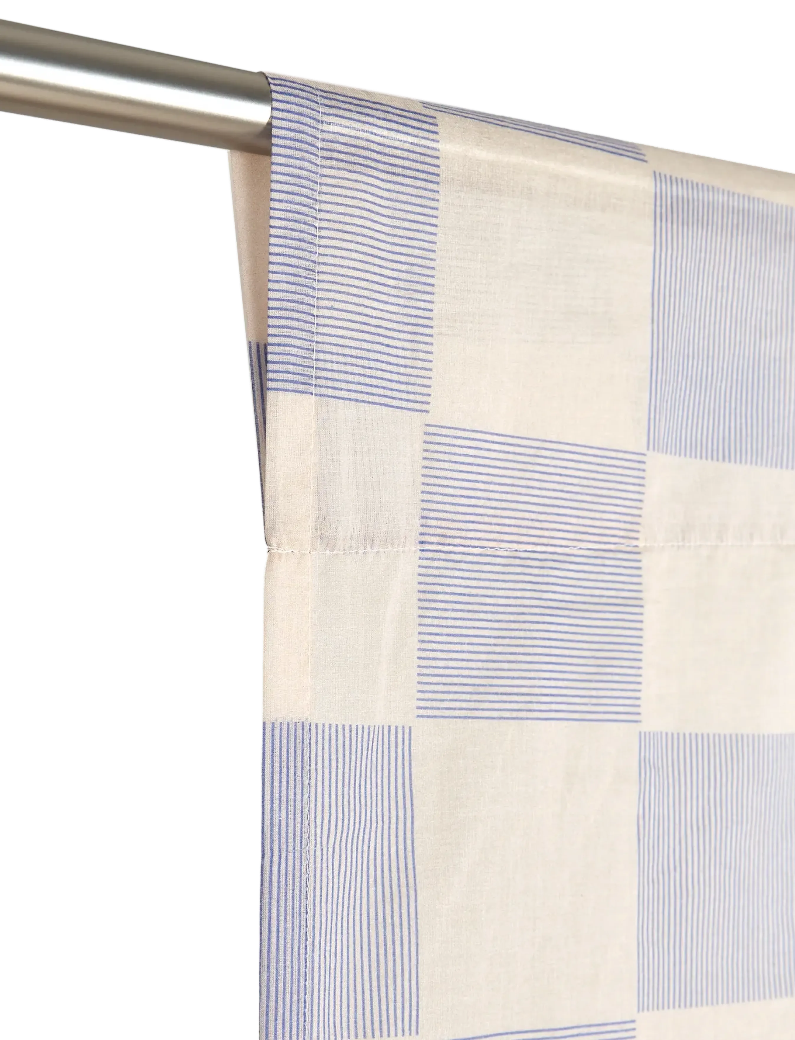 NOBODINOZ - Sheer coton voile curtain Wendy - gardinlængde - blue ink checks - 4