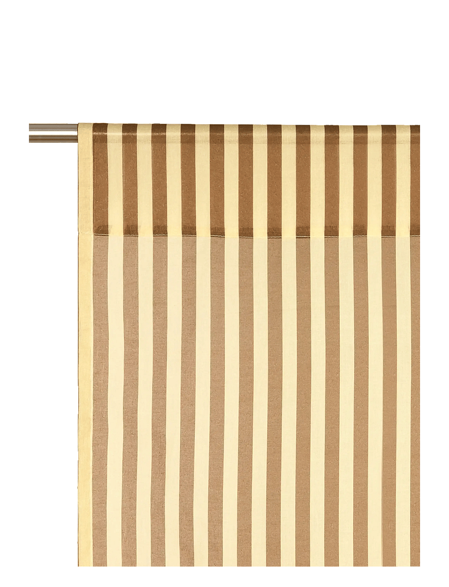 NOBODINOZ - Sheer coton voile curtain Wendy - gardinlængde - brown stripes - 1