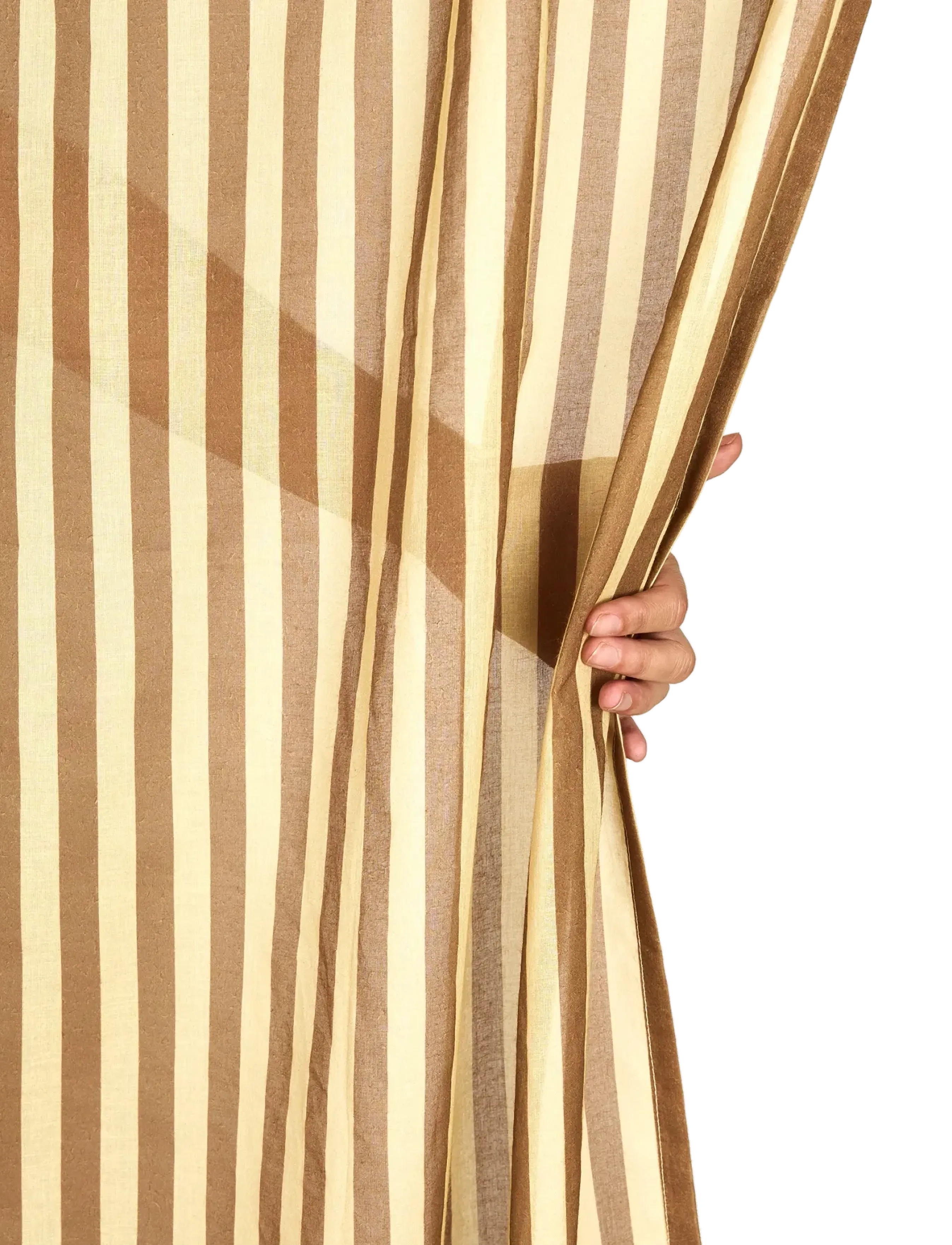 NOBODINOZ - Sheer coton voile curtain Wendy - gardinlængde - brown stripes - 3