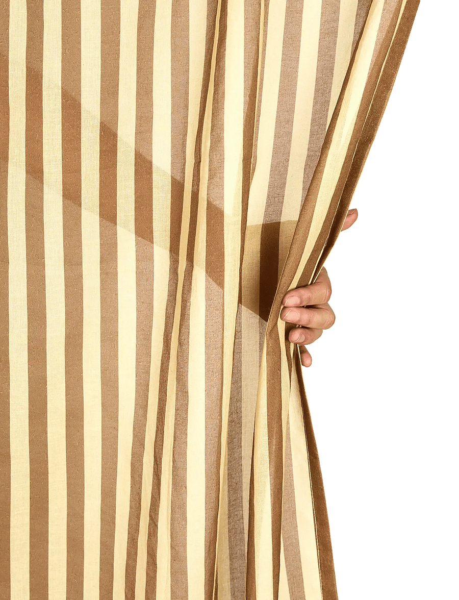 NOBODINOZ - Sheer coton voile curtain Wendy - gardinlængde - brown stripes - 3