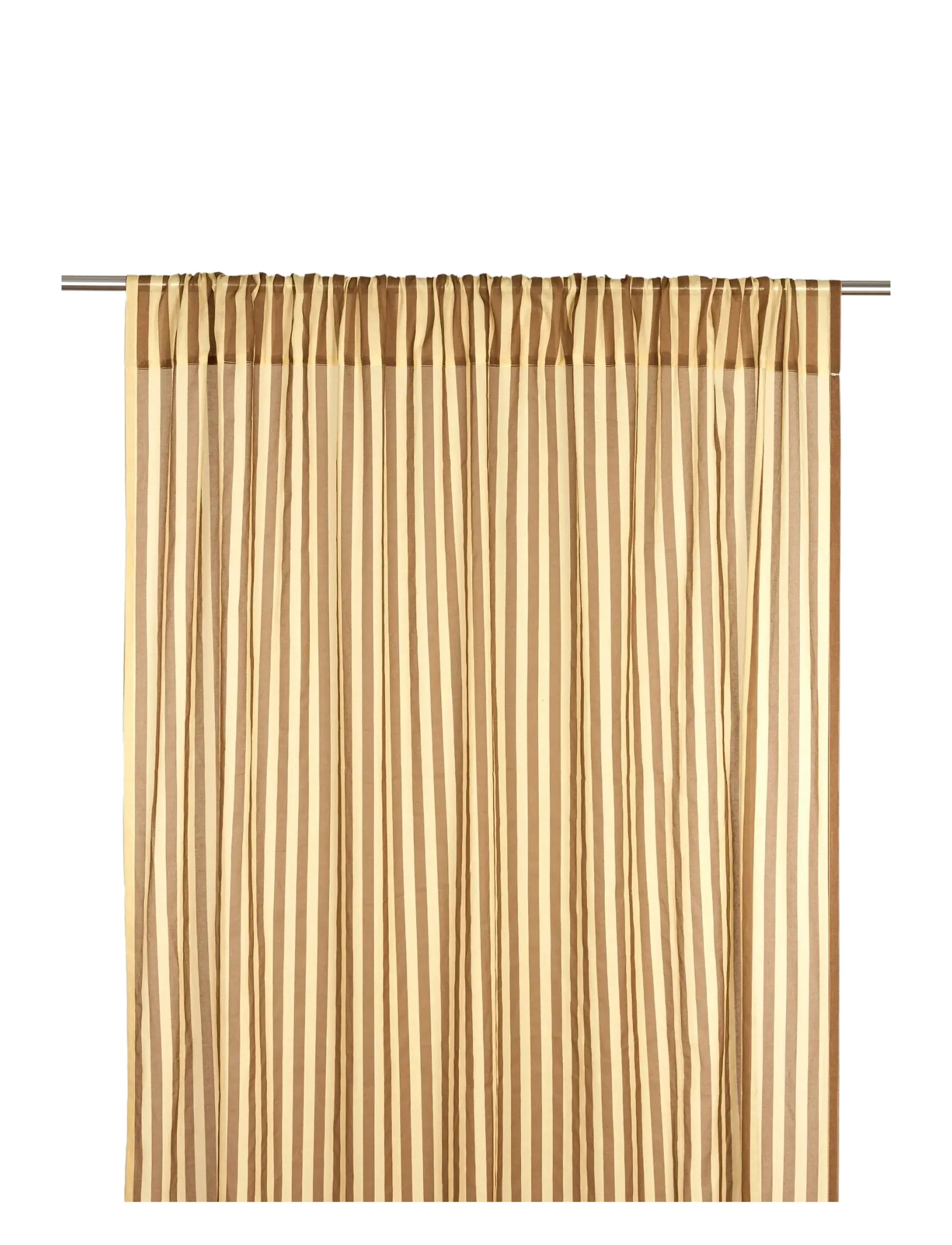 NOBODINOZ - Sheer coton voile curtain Wendy - gardinlængde - brown stripes - 2