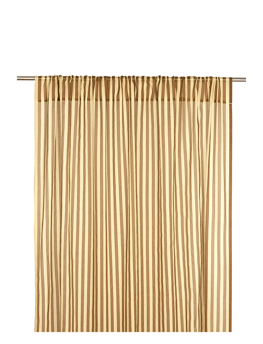 NOBODINOZ - Sheer coton voile curtain Wendy - gardinlængde - brown stripes - 2