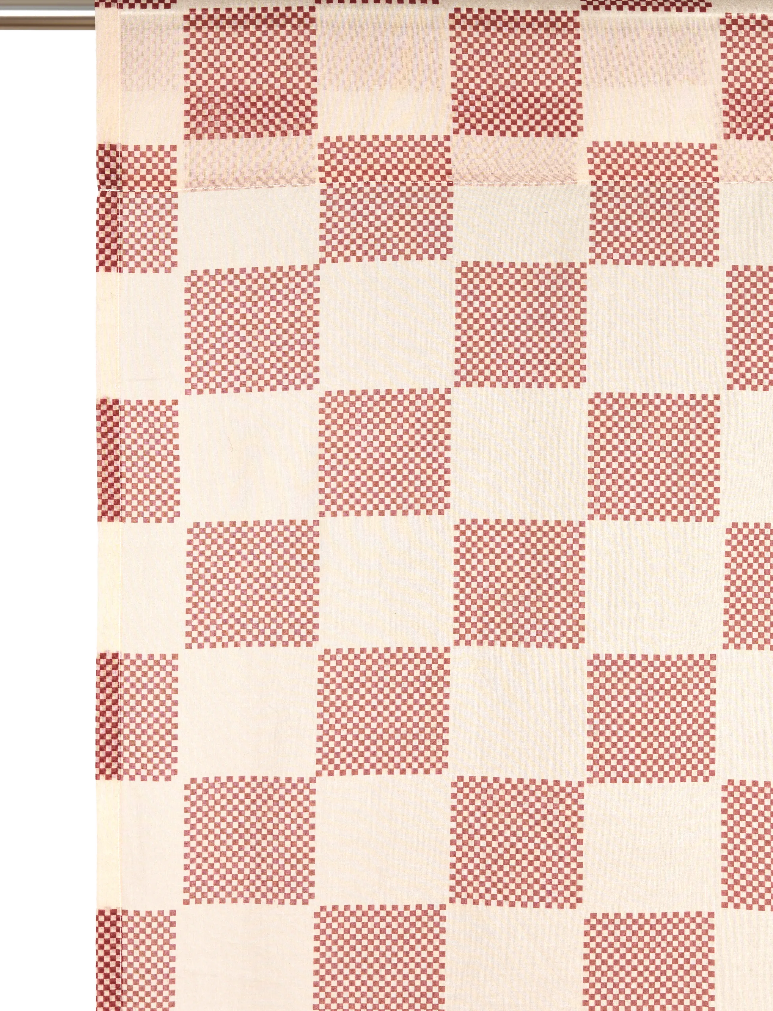 NOBODINOZ Sheer coton voile curtain Wendy - Tekstiler - BURNT RED CHECKS / burgundy