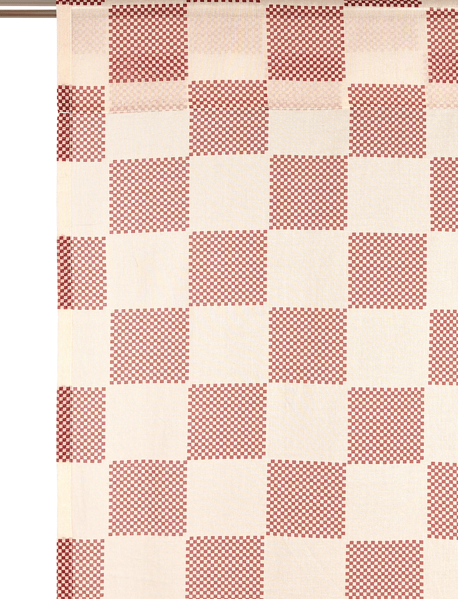 NOBODINOZ - Sheer coton voile curtain Wendy - gardinlængde - burnt red checks - 1