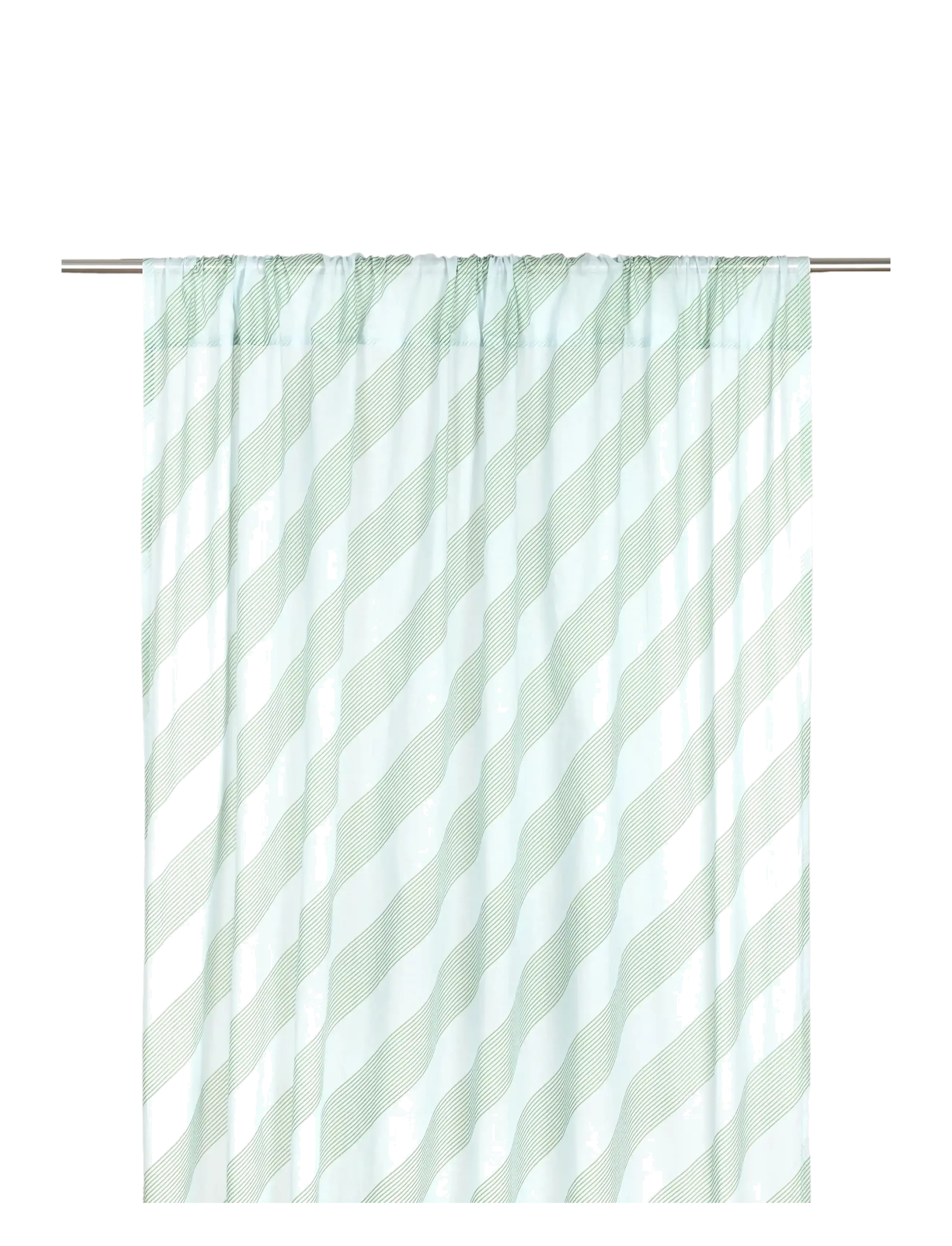 NOBODINOZ Sheer coton voile curtain Wendy - Gardiner - GREEN DIAGONAL STRIPES / green