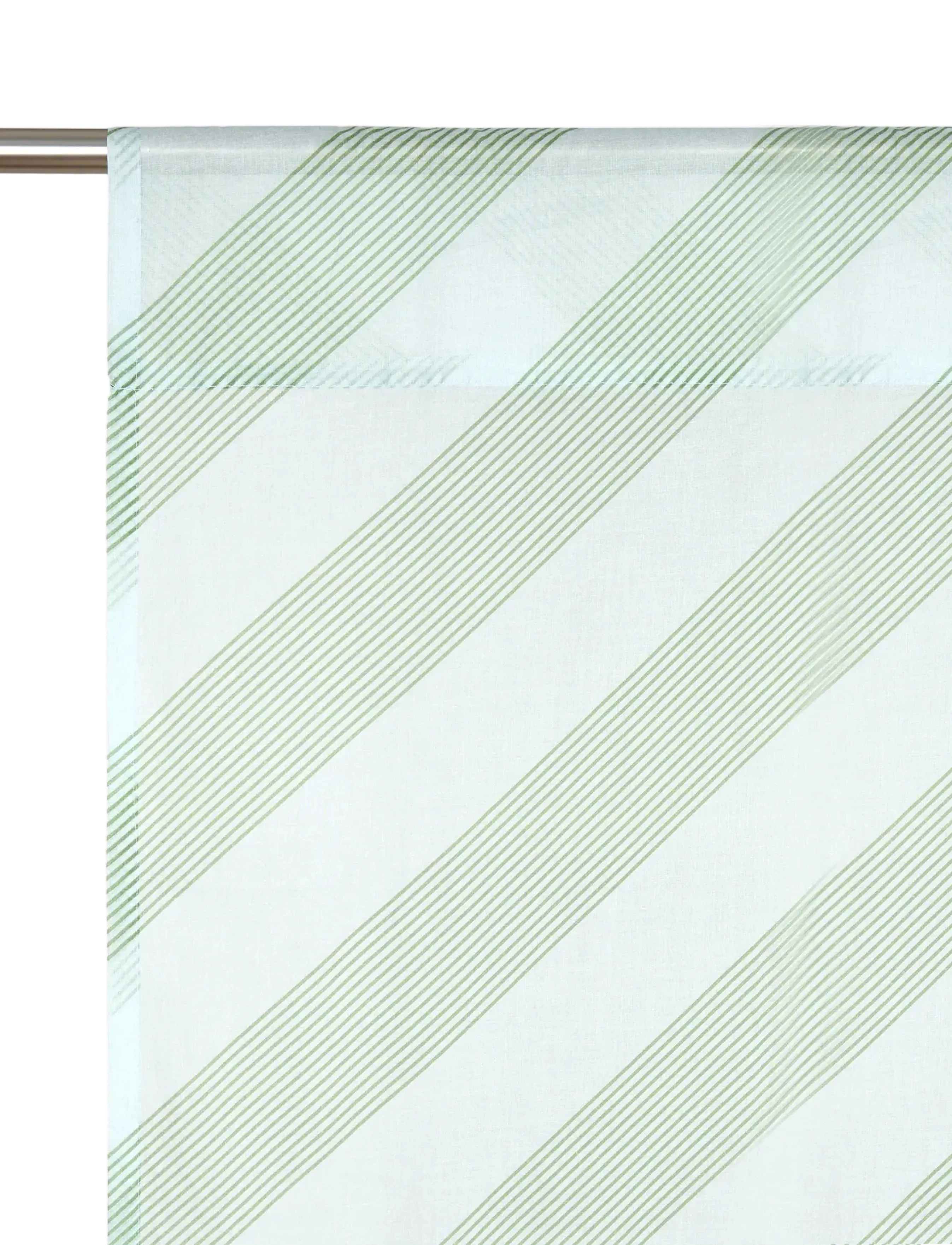 NOBODINOZ - Sheer coton voile curtain Wendy - gardinlængde - green diagonal stripes - 2