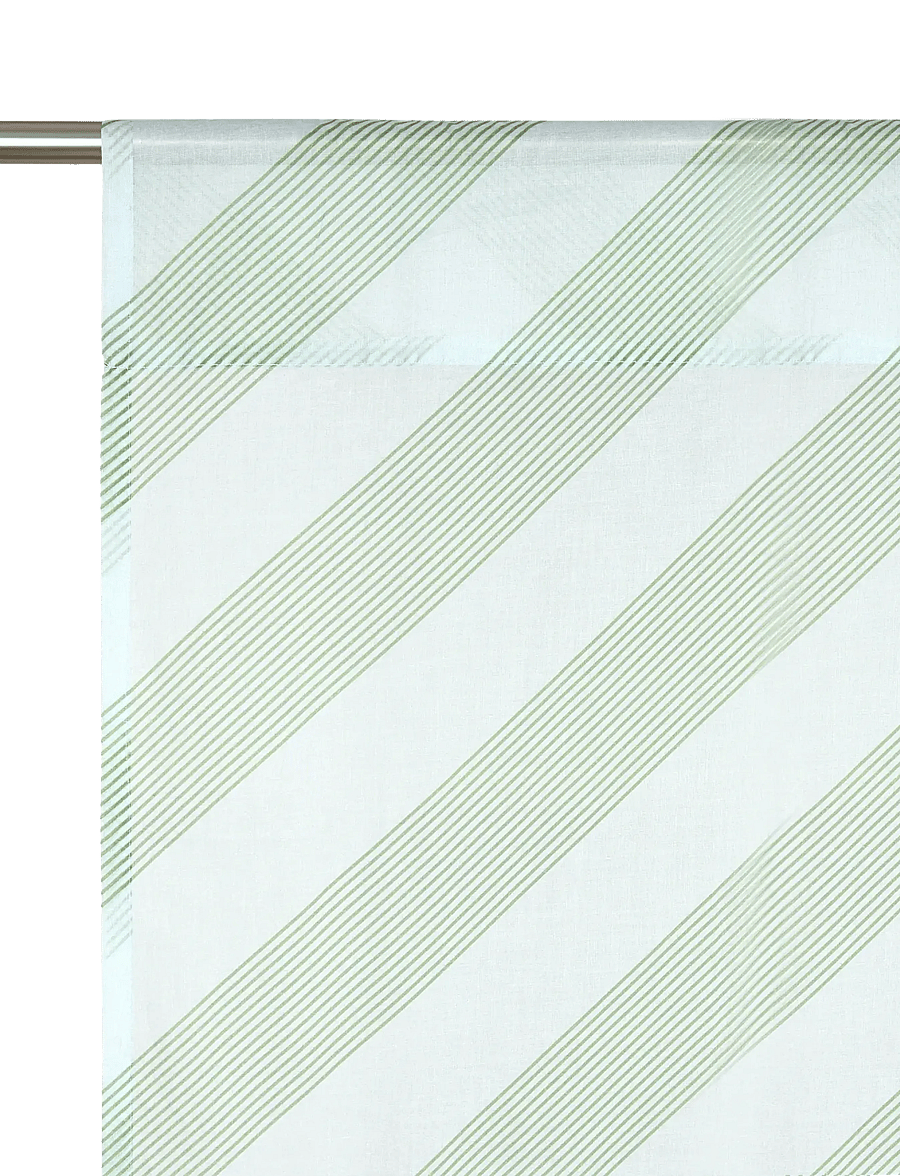 NOBODINOZ - Sheer coton voile curtain Wendy - gardinlængde - green diagonal stripes - 2