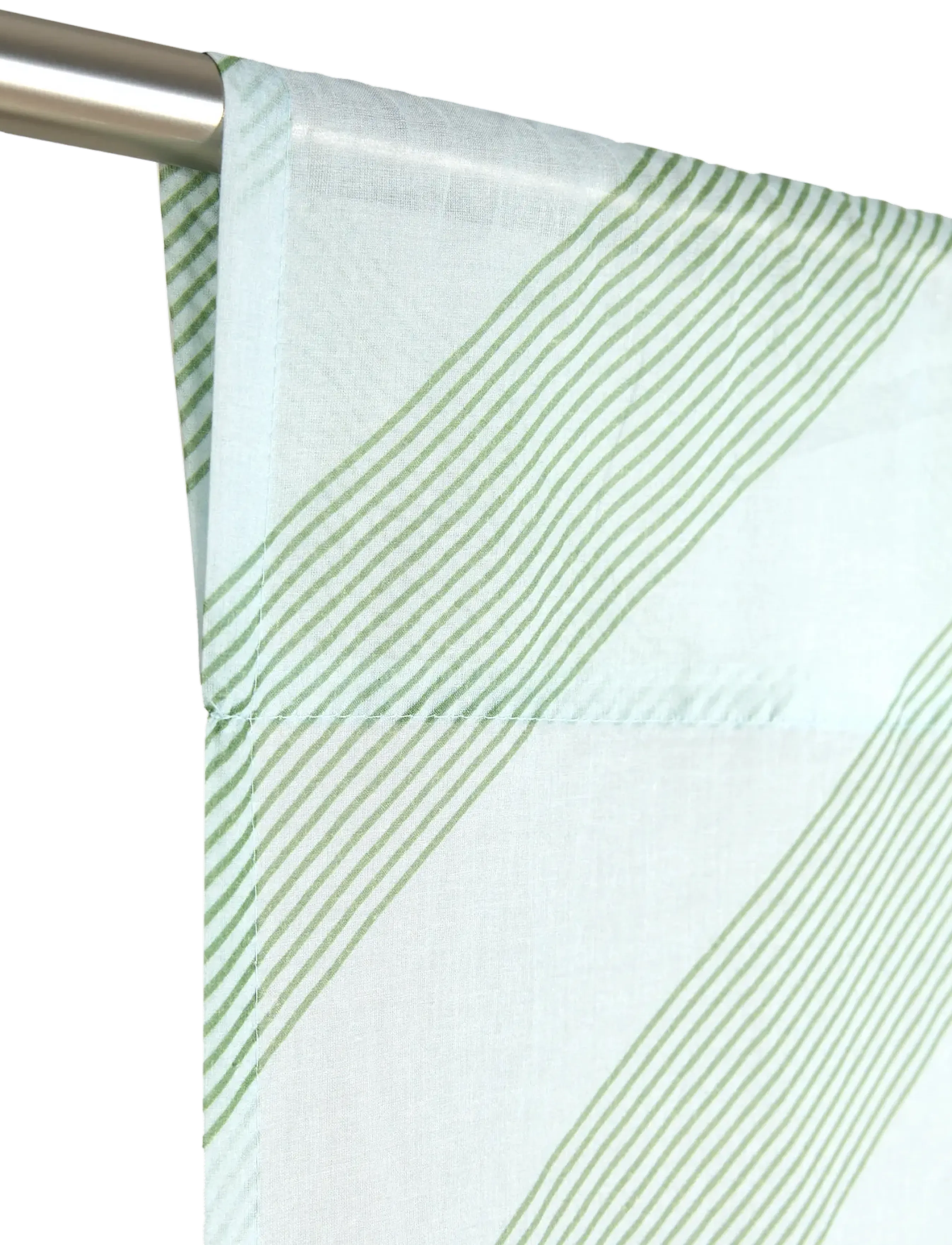 NOBODINOZ - Sheer coton voile curtain Wendy - gardinlængde - green diagonal stripes - 3
