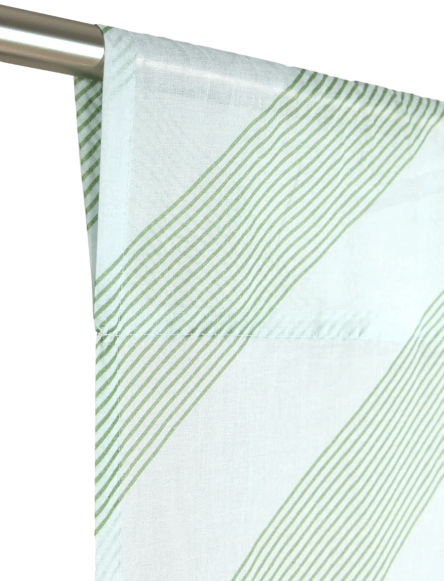 NOBODINOZ - Sheer coton voile curtain Wendy - gardinlængde - green diagonal stripes - 3