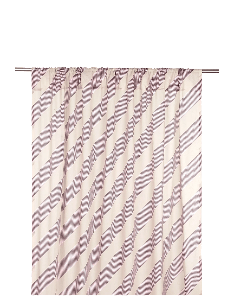 NOBODINOZ - Sheer coton voile curtain Wendy - gardinlængde - lilac diagonal stripes - 1