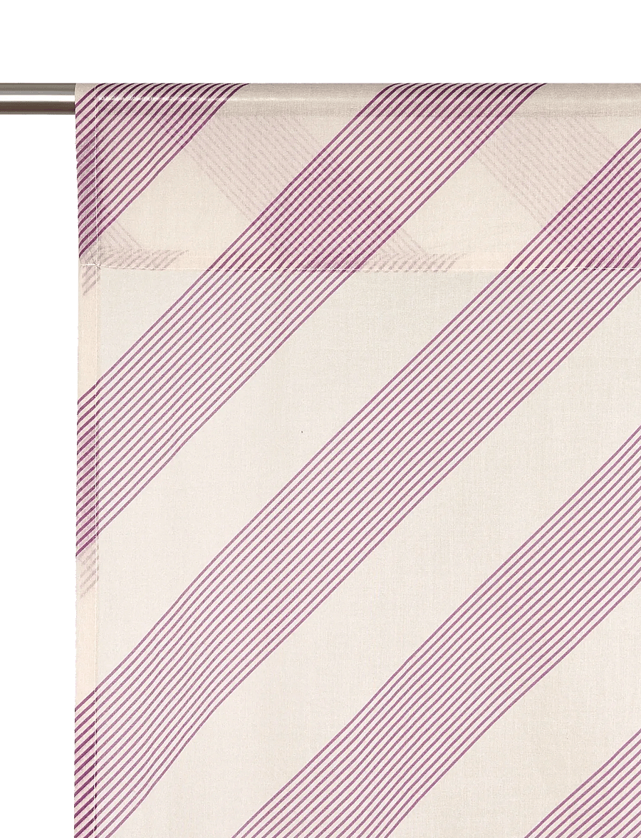 NOBODINOZ - Sheer coton voile curtain Wendy - gardinlængde - lilac diagonal stripes - 0