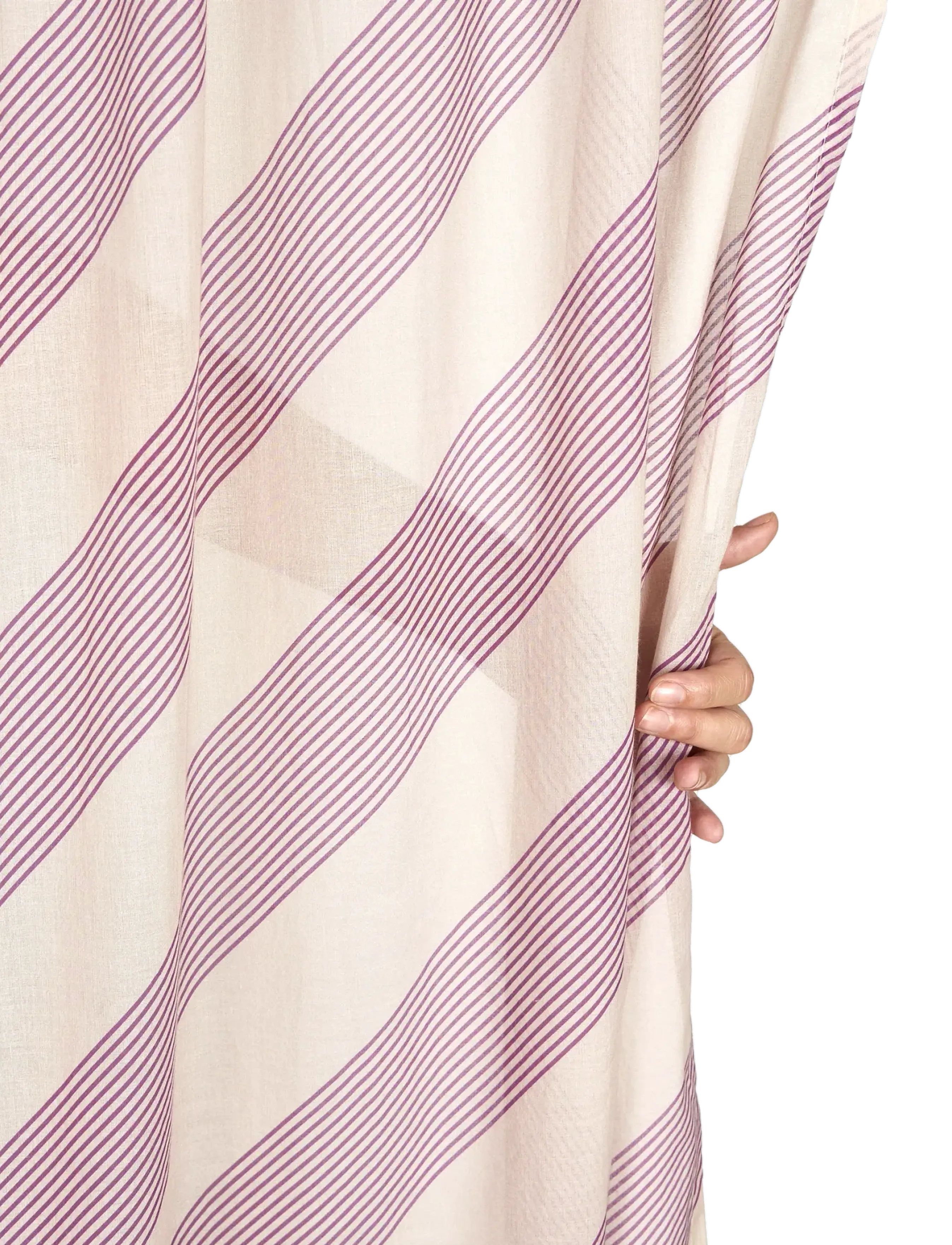NOBODINOZ - Sheer coton voile curtain Wendy - gardinlængde - lilac diagonal stripes - 2