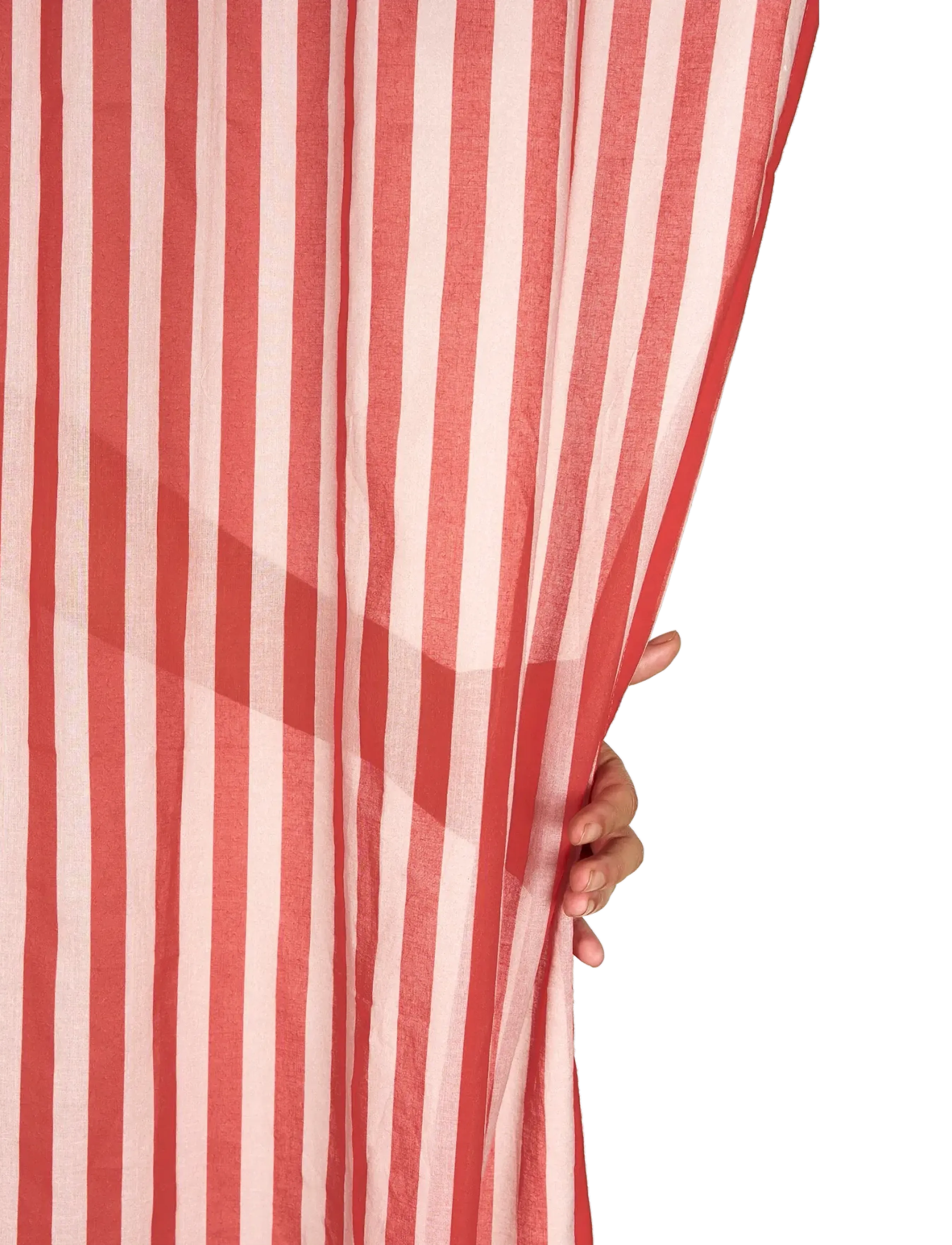 NOBODINOZ - Sheer coton voile curtain Wendy - fertiggardinen - red stripes - 4