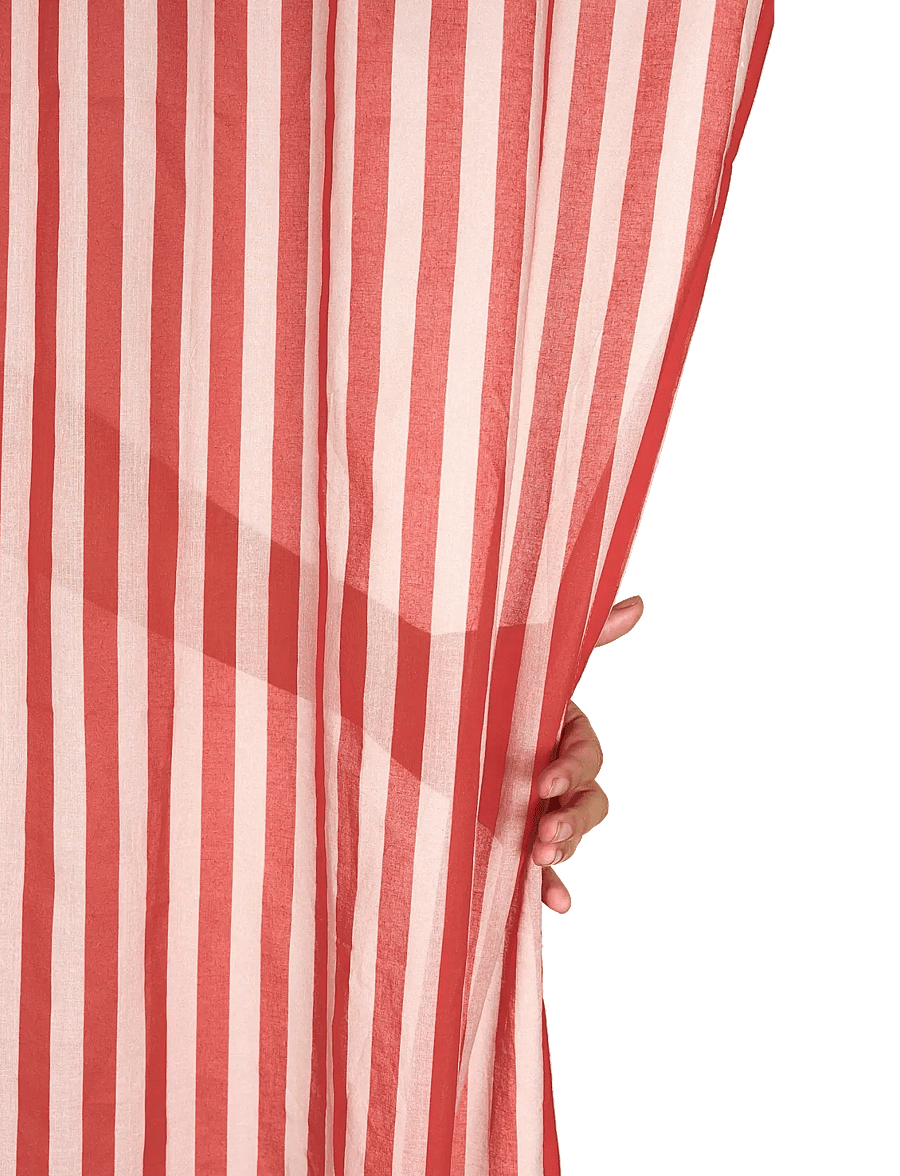 NOBODINOZ - Sheer coton voile curtain Wendy - fertiggardinen - red stripes - 4