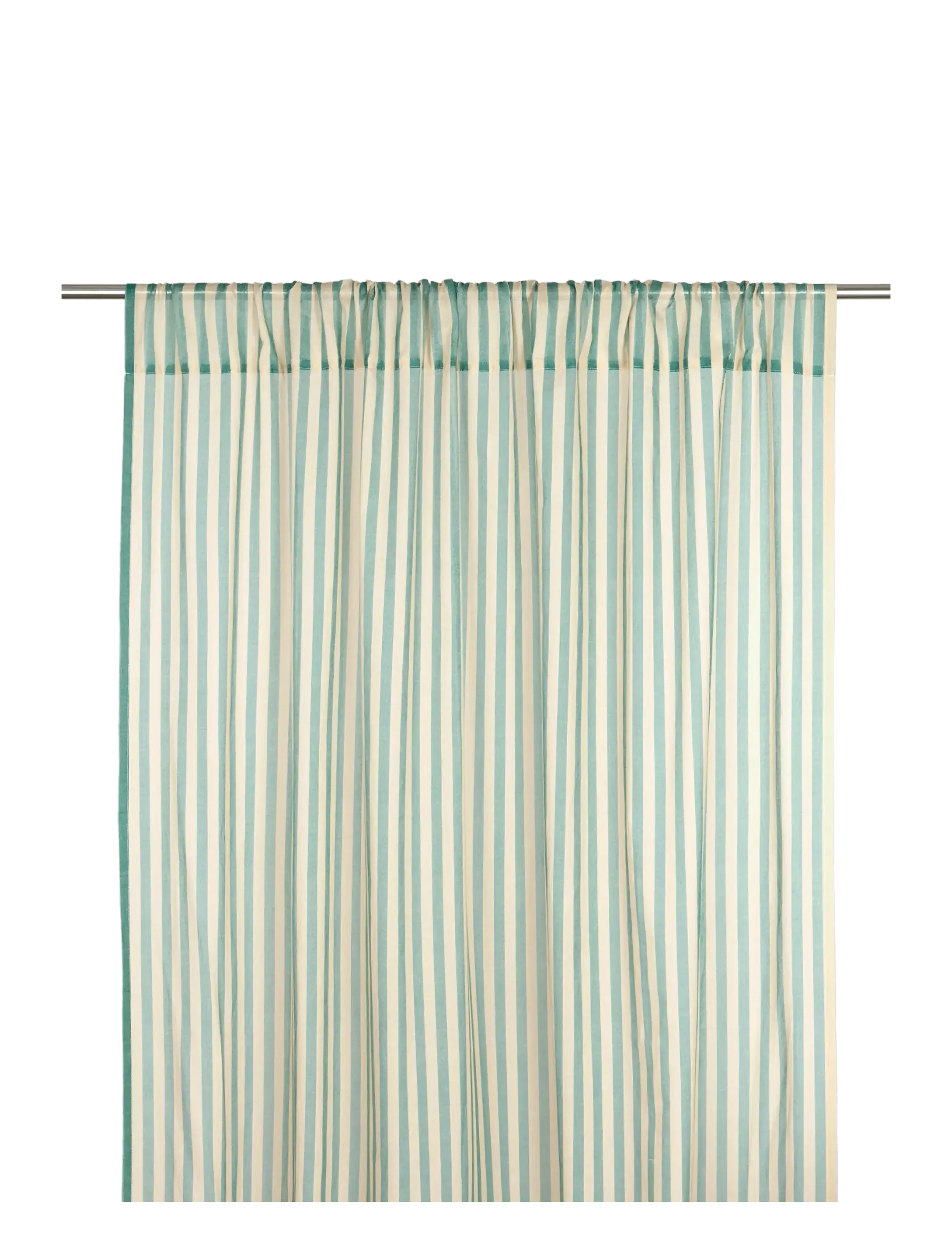 NOBODINOZ Sheer coton voile curtain Wendy - Gardinlængde - TURQUOISE STRIPES / green