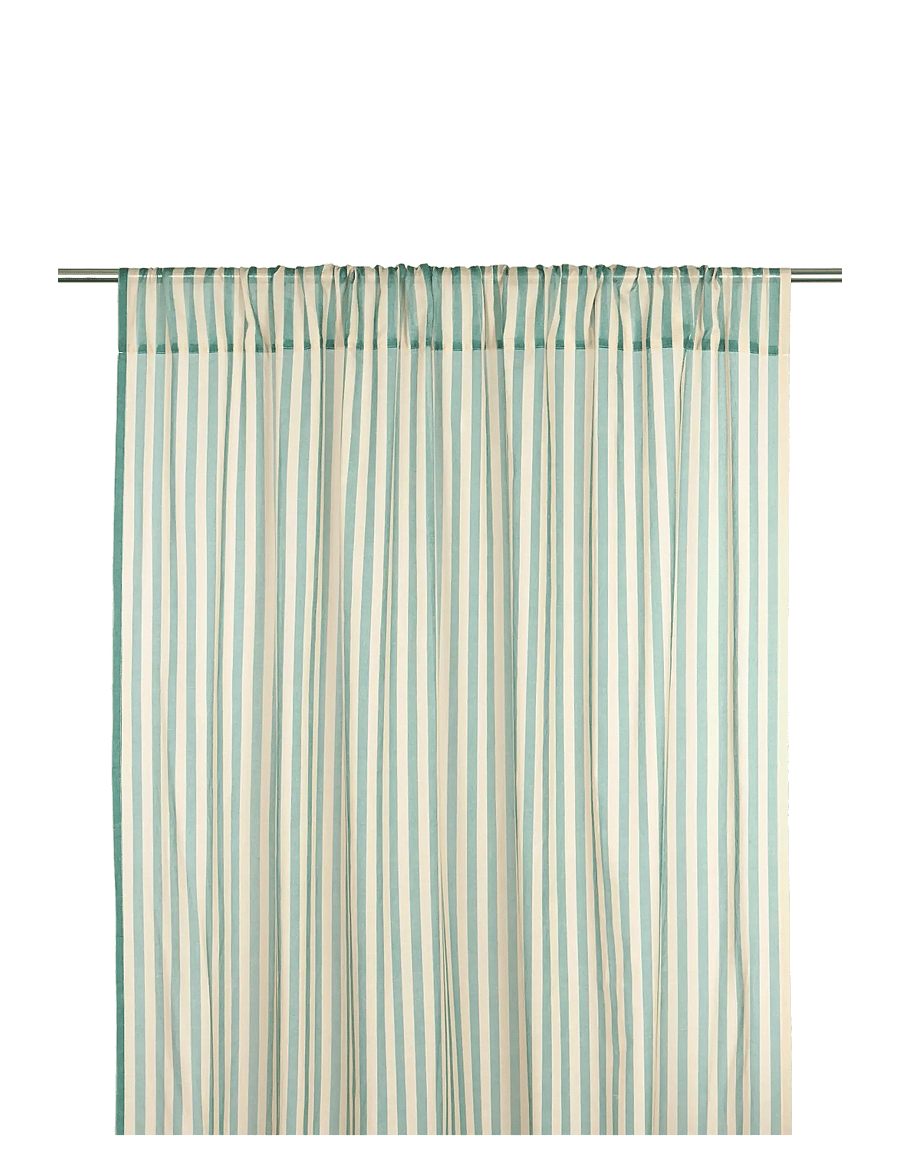 NOBODINOZ - Sheer coton voile curtain Wendy - gardinlængde - turquoise stripes - 1