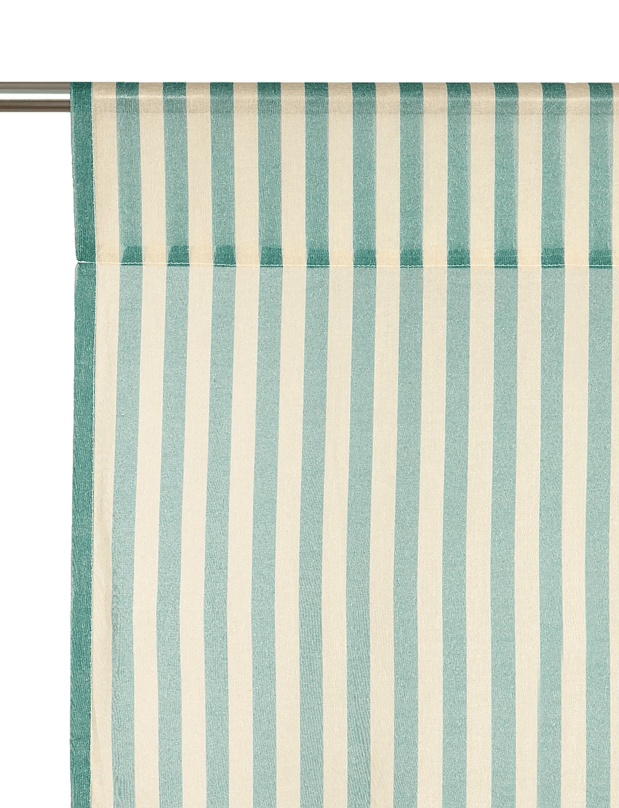 NOBODINOZ - Sheer coton voile curtain Wendy - gardinlængde - turquoise stripes - 0
