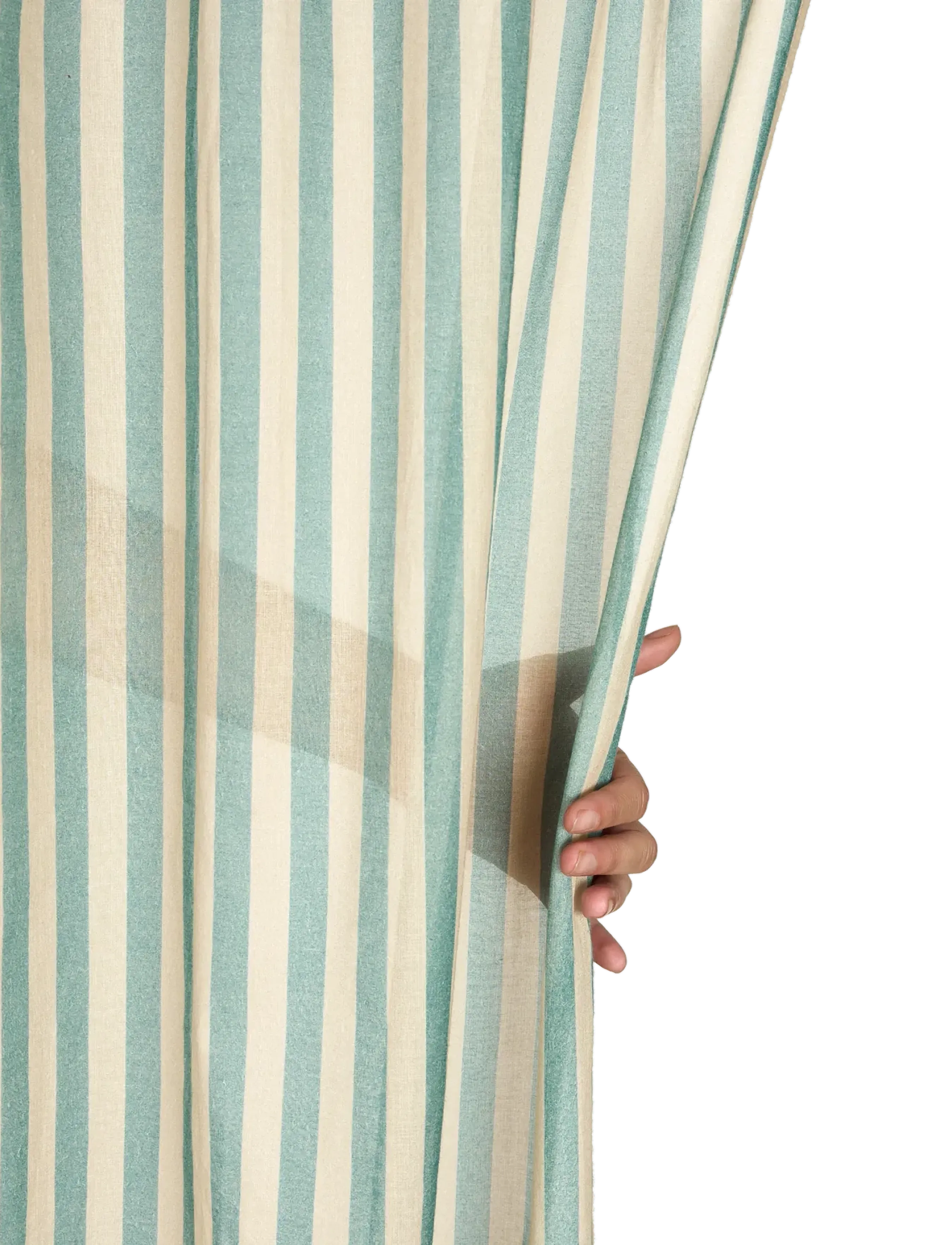 NOBODINOZ - Sheer coton voile curtain Wendy - gardinlængde - turquoise stripes - 3