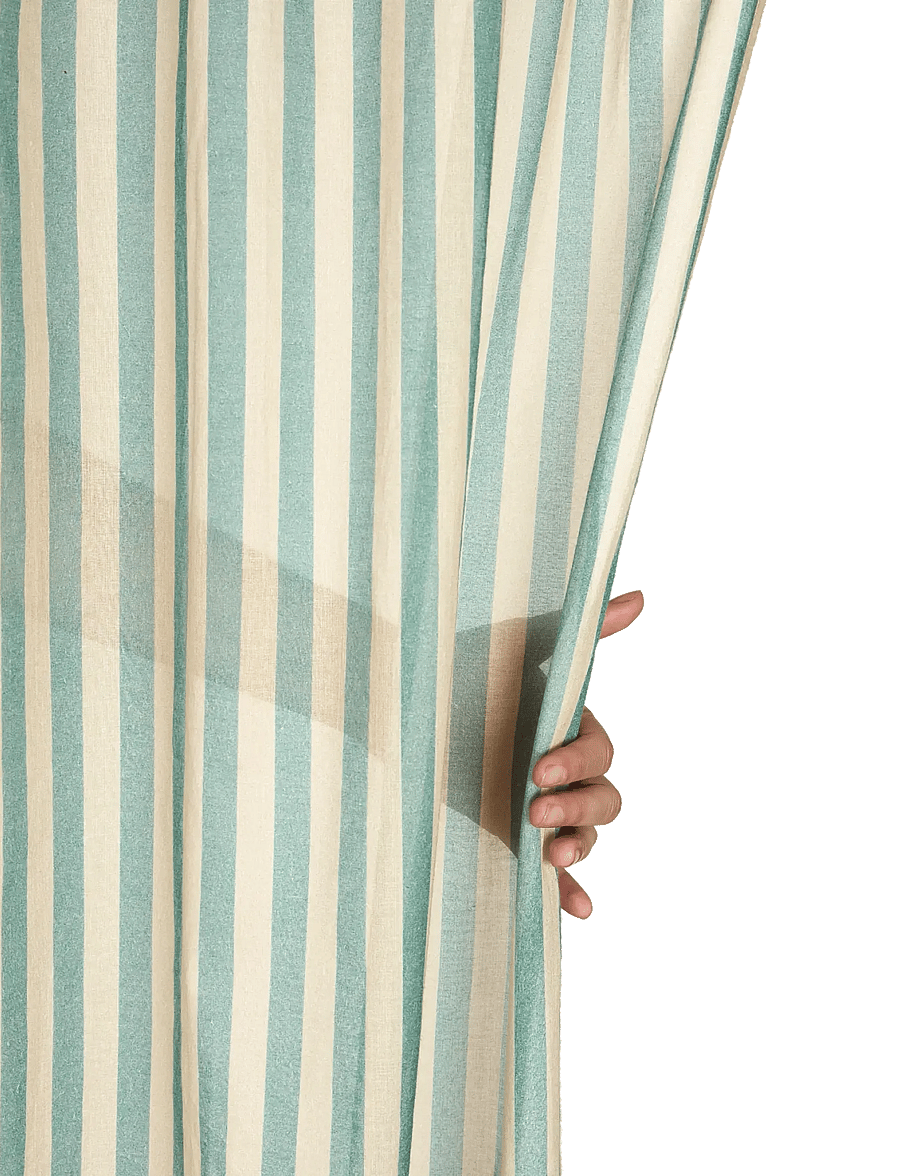 NOBODINOZ - Sheer coton voile curtain Wendy - gardinlængde - turquoise stripes - 3