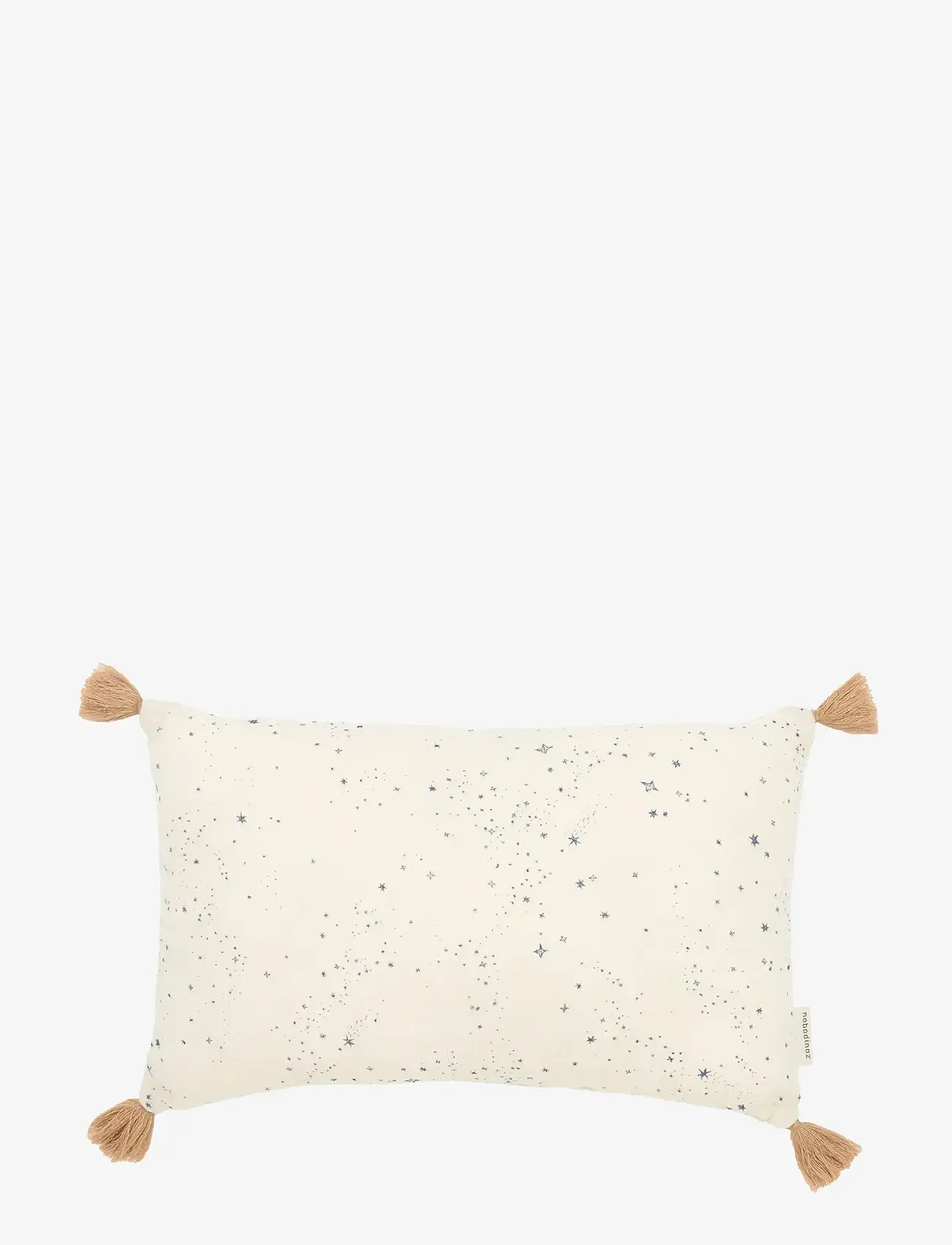 NOBODINOZ - Tassel rectangular cushion in washed double muslin Wabi-Sabi - dekorative kissen - blue milky way - 1