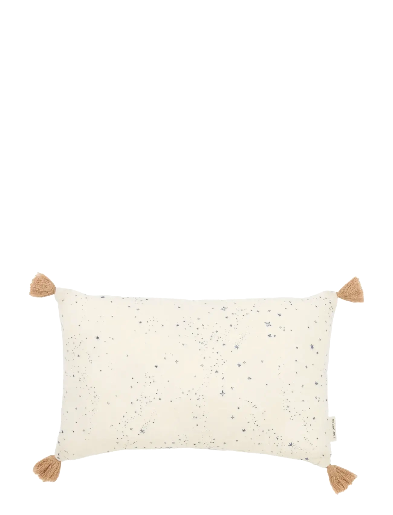 NOBODINOZ Tassel rectangular cushion in washed double muslin Wabi-Sabi - NOBODINOZ - BLUE MILKY WAY / cream