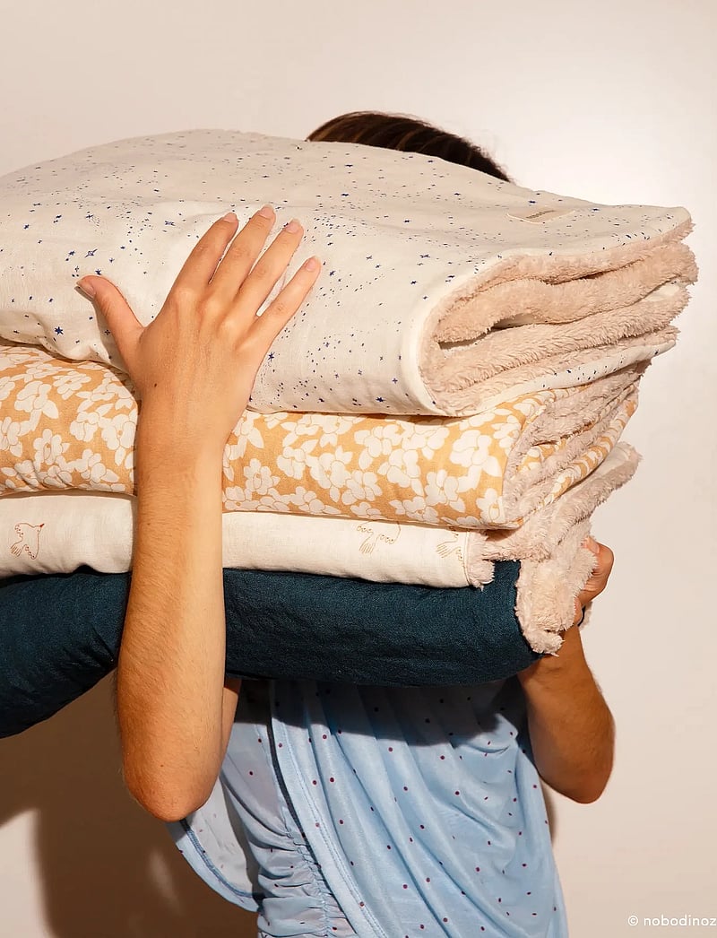 NOBODINOZ - Winter blanket in washed double muslin Wabi-Sabi - decken - blue milky way - 0