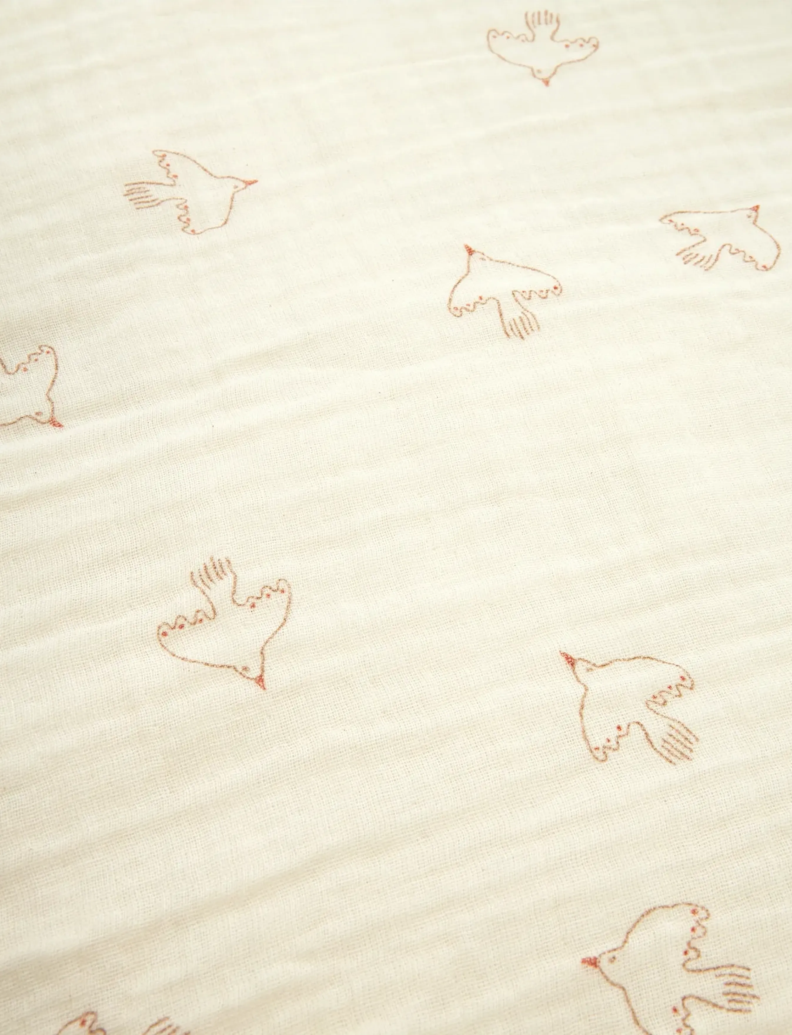 NOBODINOZ - Winter blanket in washed double muslin Wabi-Sabi - couvertures - brown hoshi birds - 1