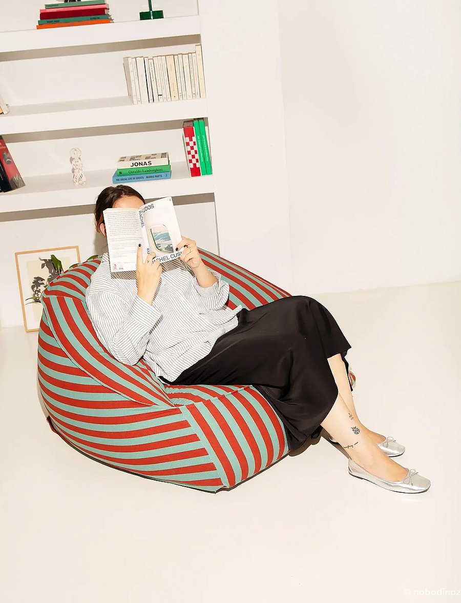 NOBODINOZ - Armchair beanbag - adult size - Ziggy - red teal green stripes - 2