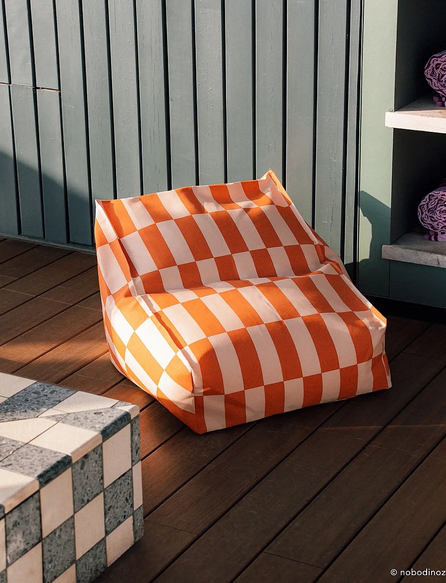 NOBODINOZ - Outdoor armchair beanbag - kid size - Vibes - havemøbler - tangerine tiles - 0