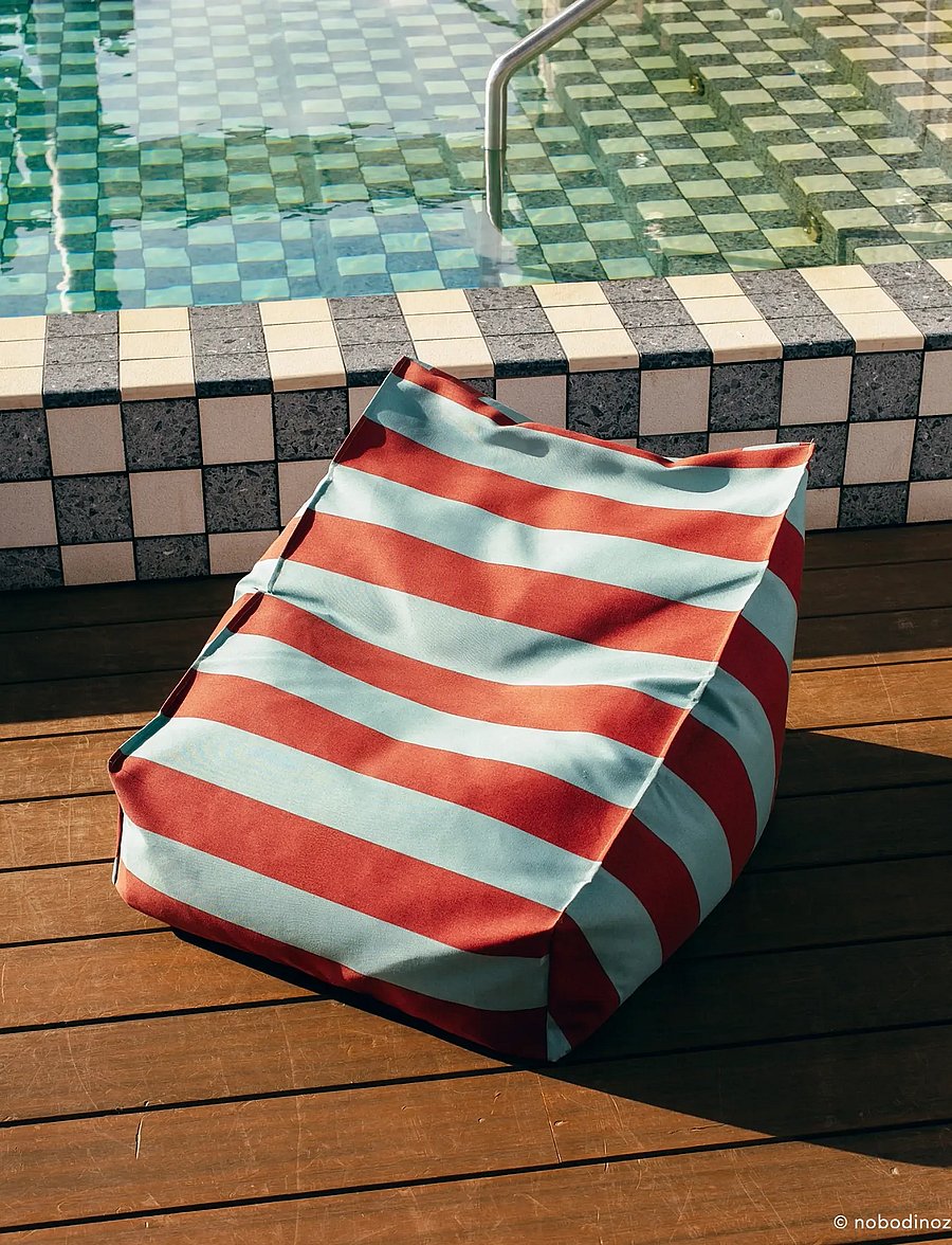 NOBODINOZ - Outdoor armchair beanbag - kid size - Vibes - Āra mēbeles - toffee blue stripes - 0