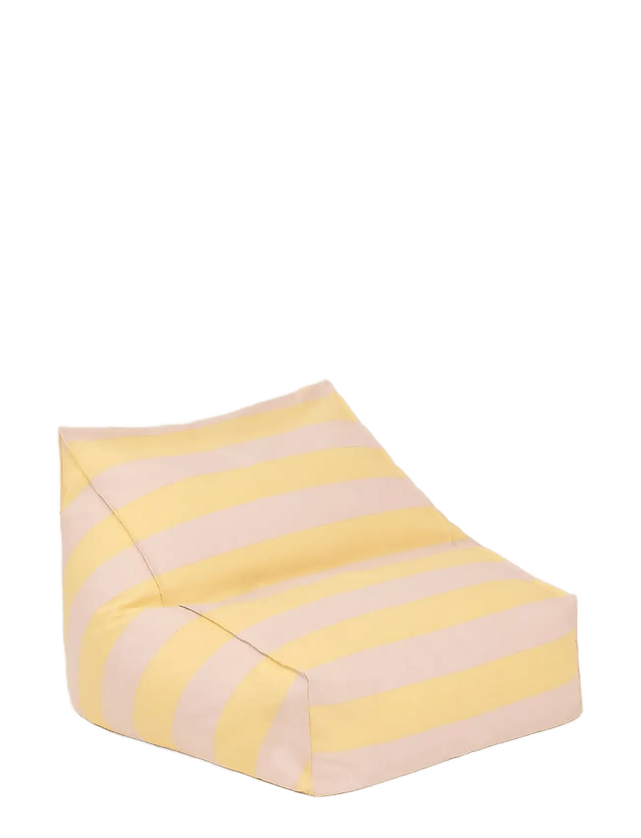 NOBODINOZ - Outdoor armchair beanbag - kid size - Vibes - havemøbler - yellow pink stripes - 1
