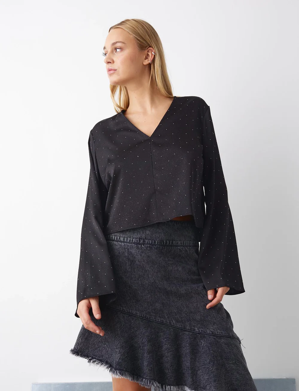 Noella - Serafinella Blouse - långärmade blusar - black - 0