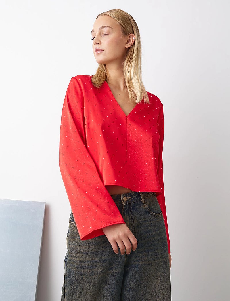 Noella - Serafinella Blouse - långärmade blusar - red - 0