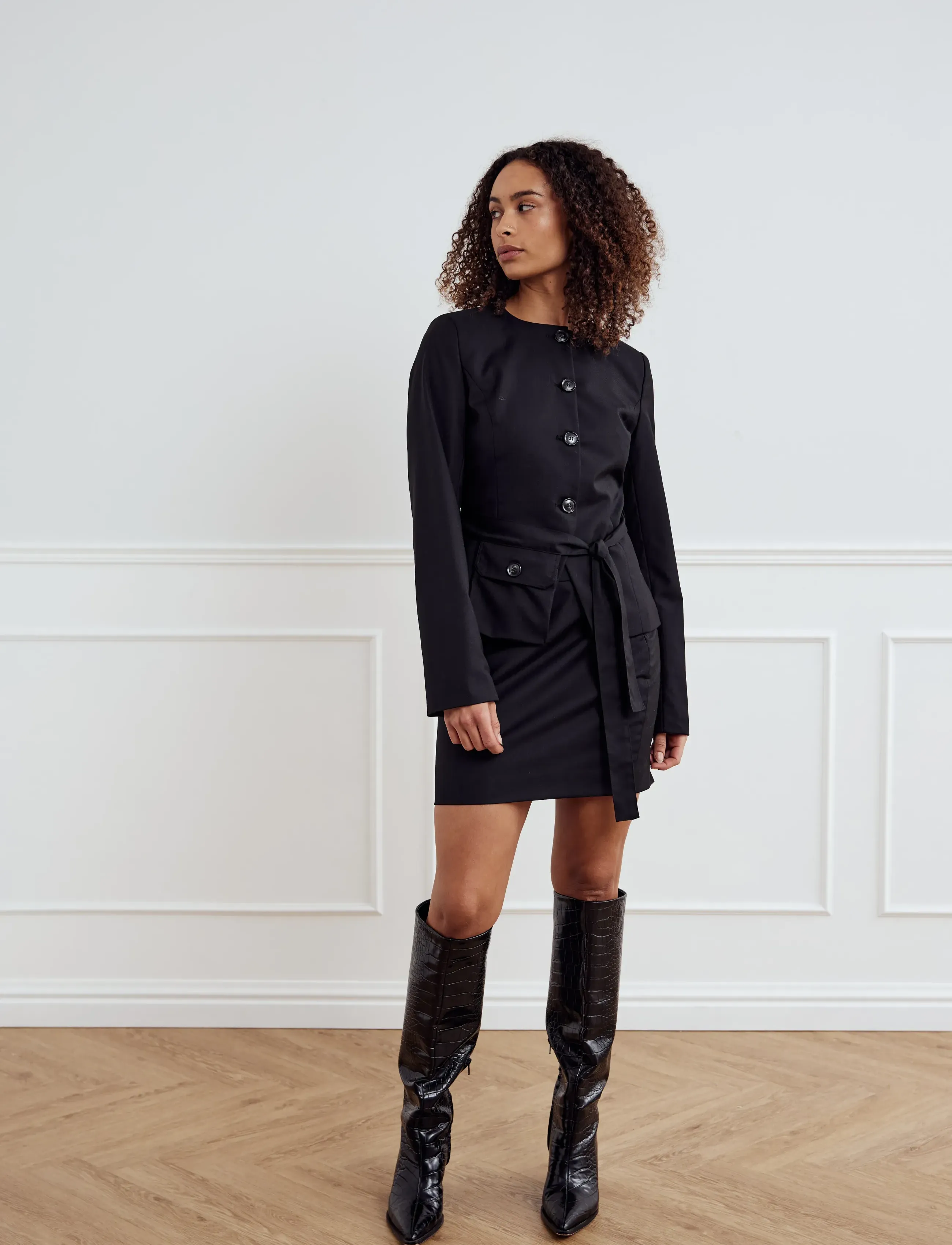 Noella Kasaundra Ls Blazer, XXL, Black, Blazere > Blazere Med Bælte, Dame