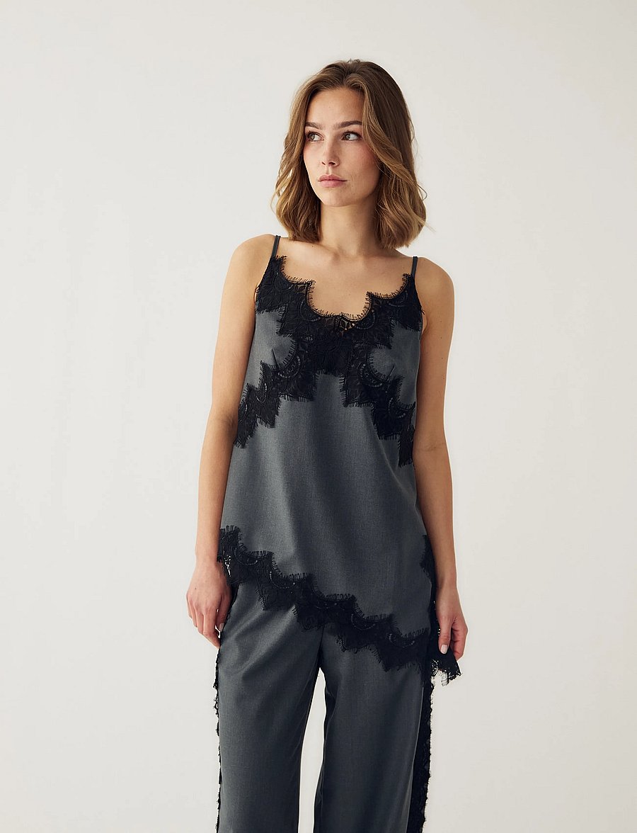 Noella - N-Marwetta Blouse - Ärmlösa blusar - charcoal mel. - 0