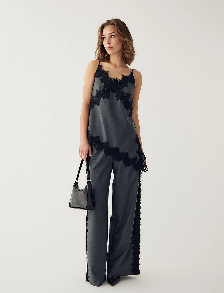 Noella - N-Mai MW Pants - culottes - charcoal mel. - 0