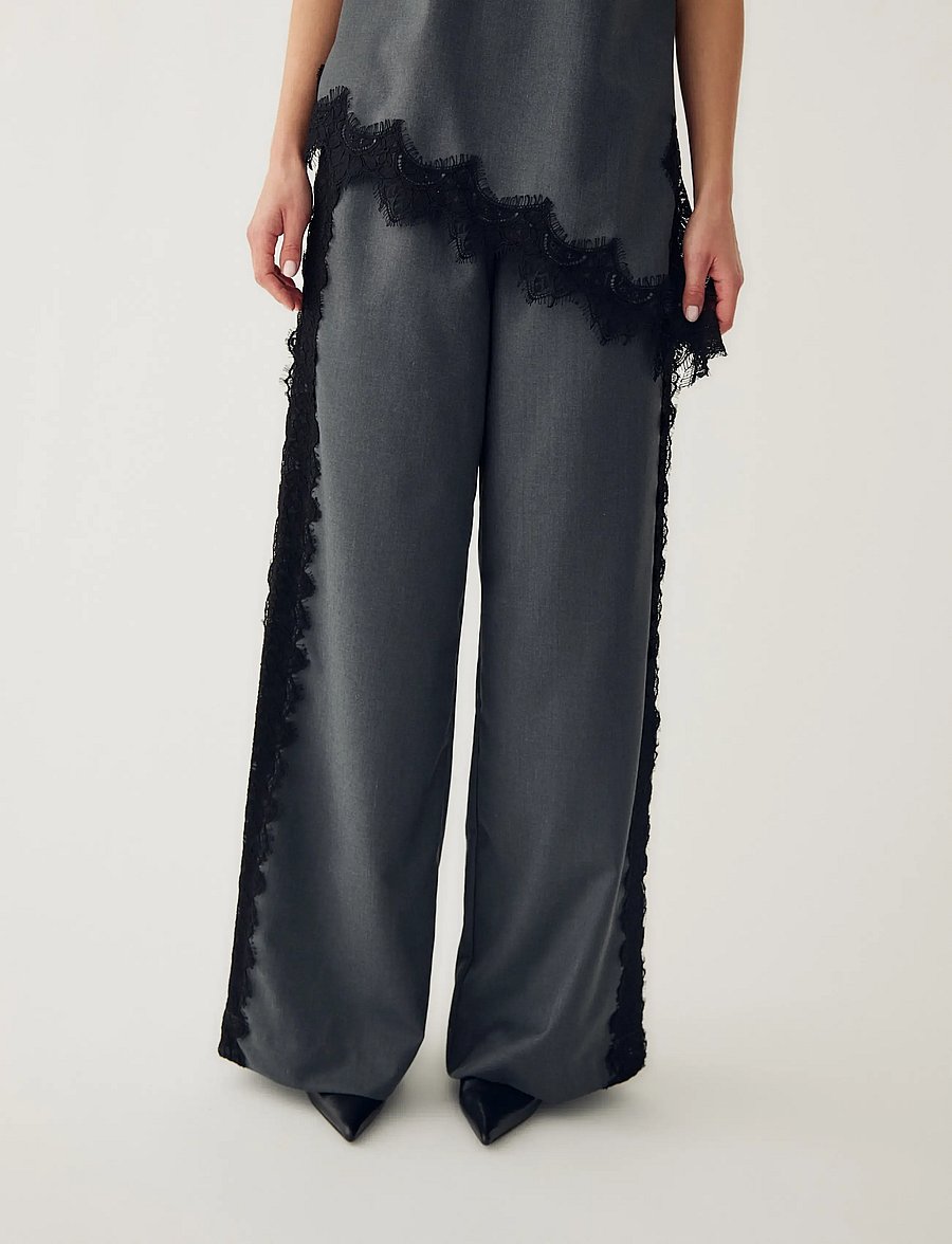 Noella - N-Mai MW Pants - culottes - charcoal mel. - 4